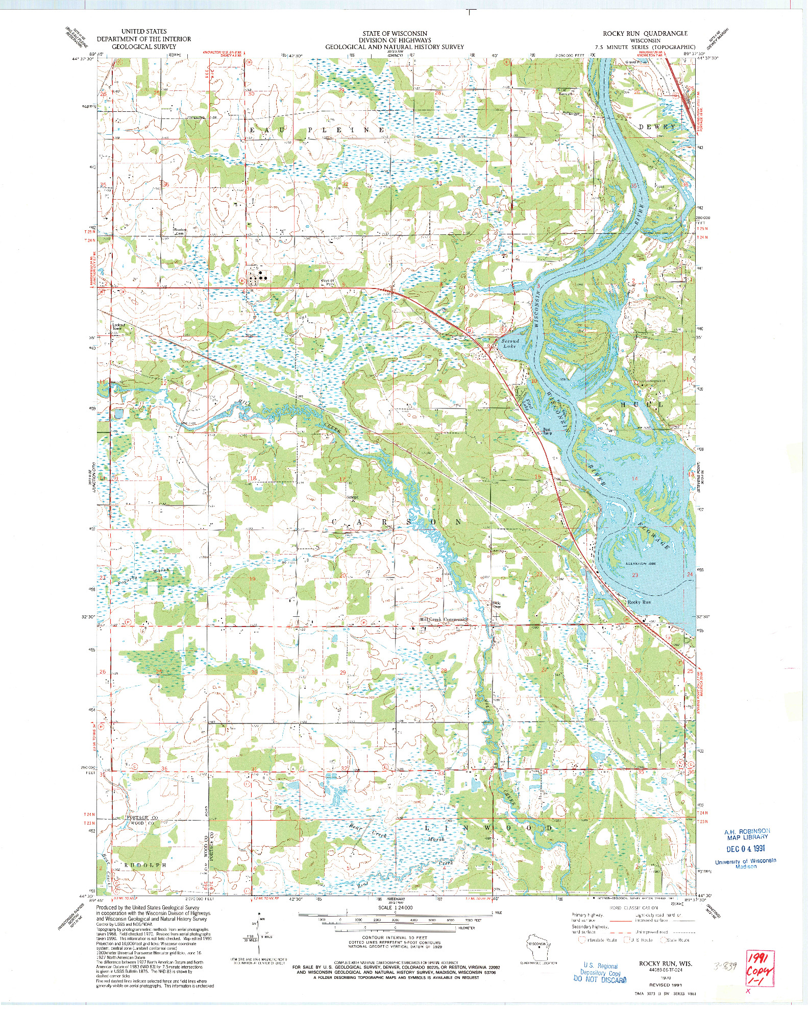 USGS 1:24000-SCALE QUADRANGLE FOR ROCKY RUN, WI 1970