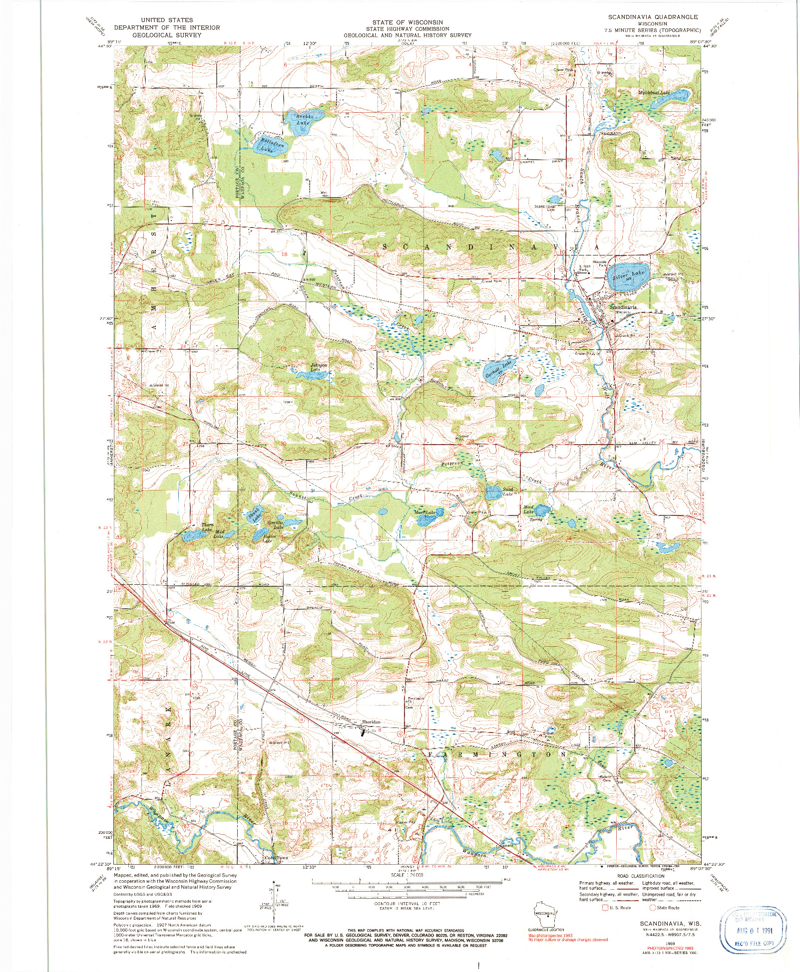 USGS 1:24000-SCALE QUADRANGLE FOR SCANDINAVIA, WI 1969