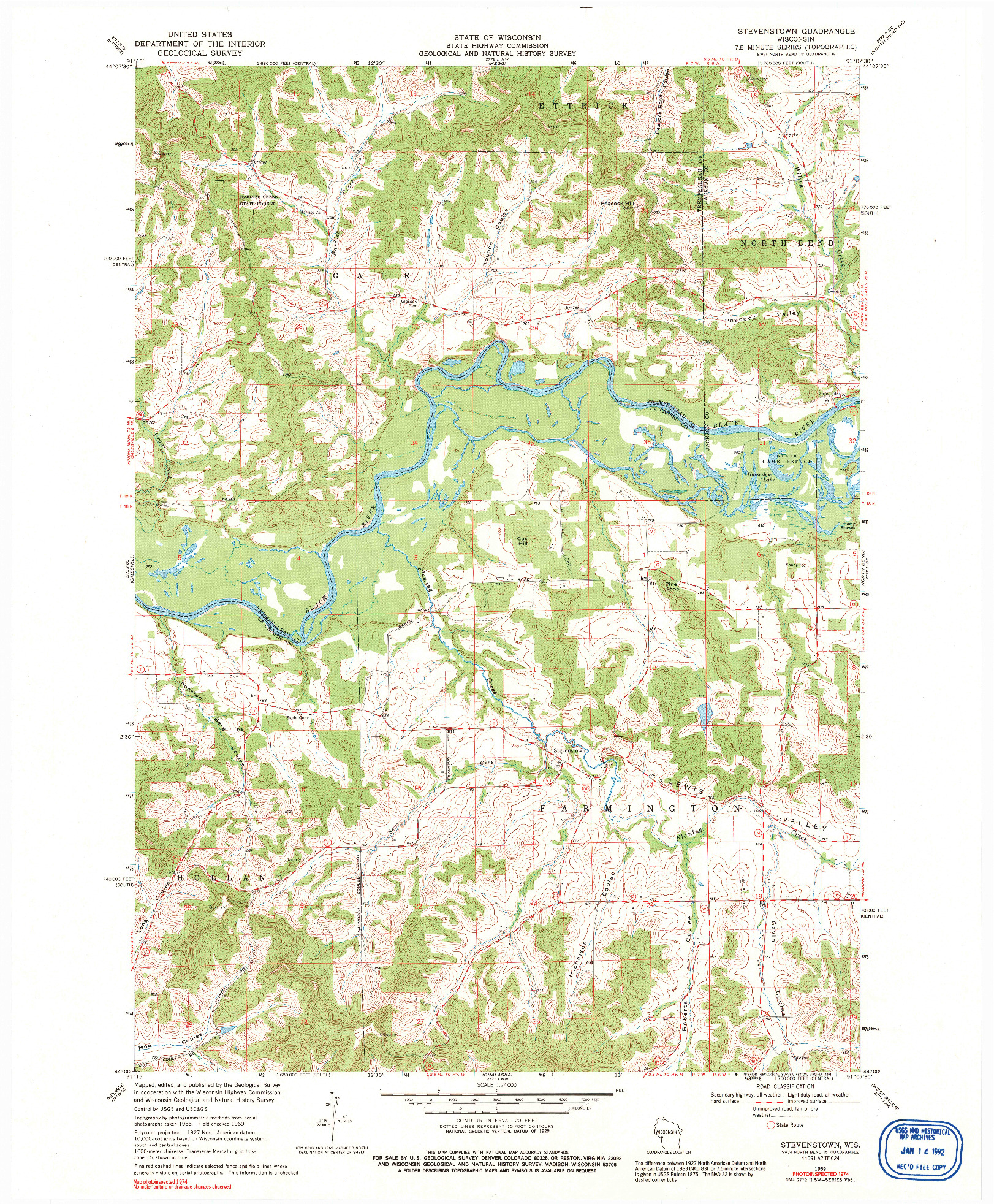 USGS 1:24000-SCALE QUADRANGLE FOR STEVENSTOWN, WI 1969