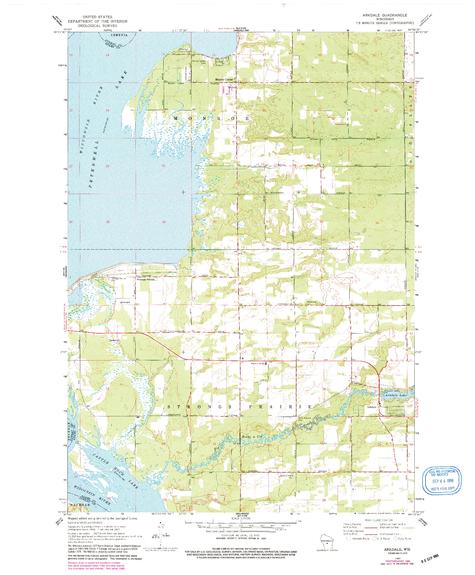 USGS 1:24000-SCALE QUADRANGLE FOR ARKDALE, WI 1967