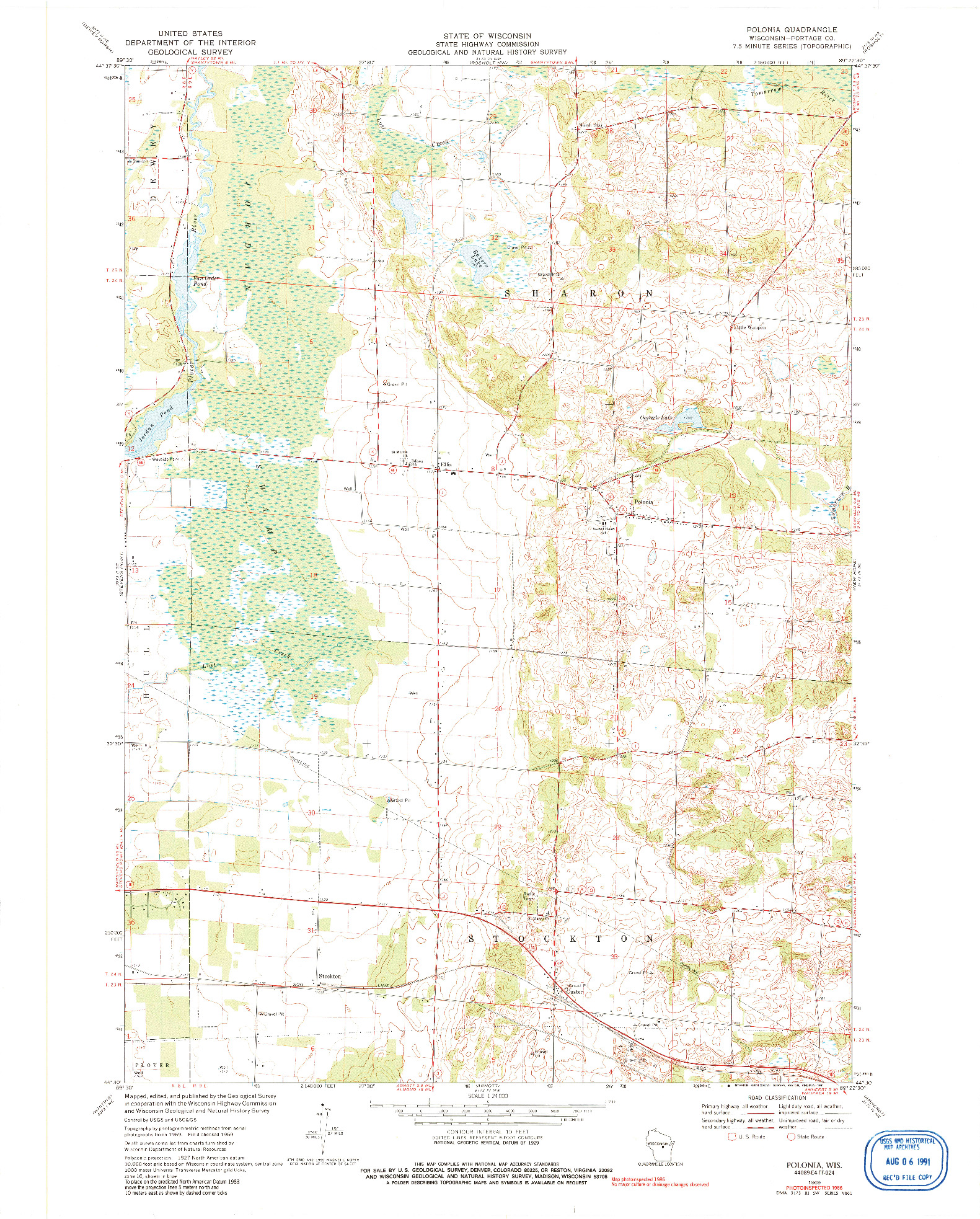 USGS 1:24000-SCALE QUADRANGLE FOR POLONIA, WI 1969