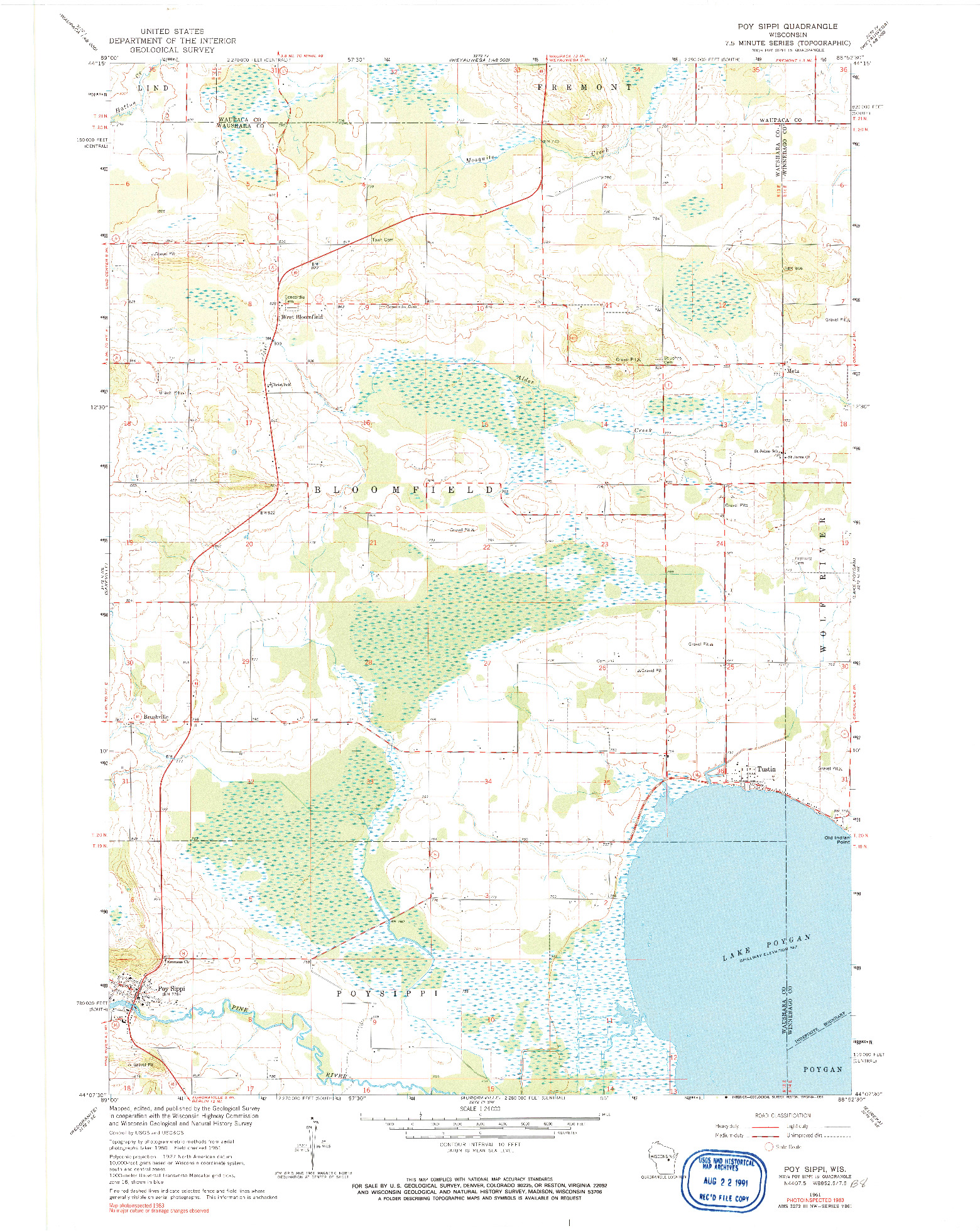 USGS 1:24000-SCALE QUADRANGLE FOR POY SIPPI, WI 1961