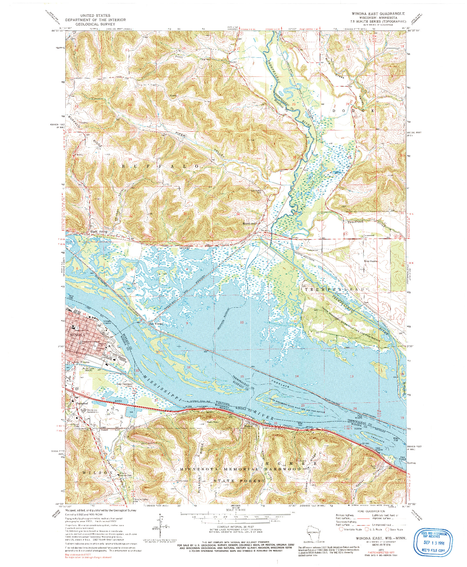 USGS 1:24000-SCALE QUADRANGLE FOR WINONA EAST, WI 1972