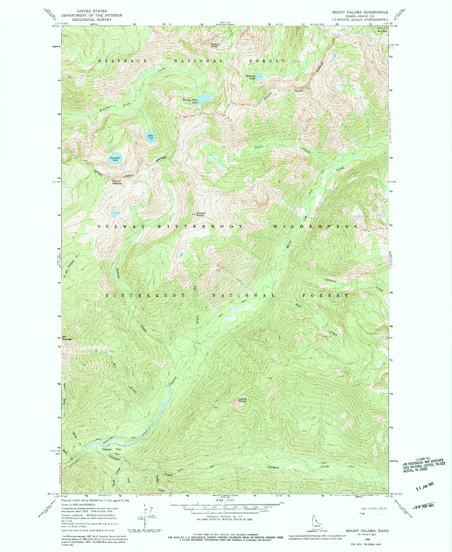 USGS 1:24000-SCALE QUADRANGLE FOR MOUNT PALOMA, ID 1966