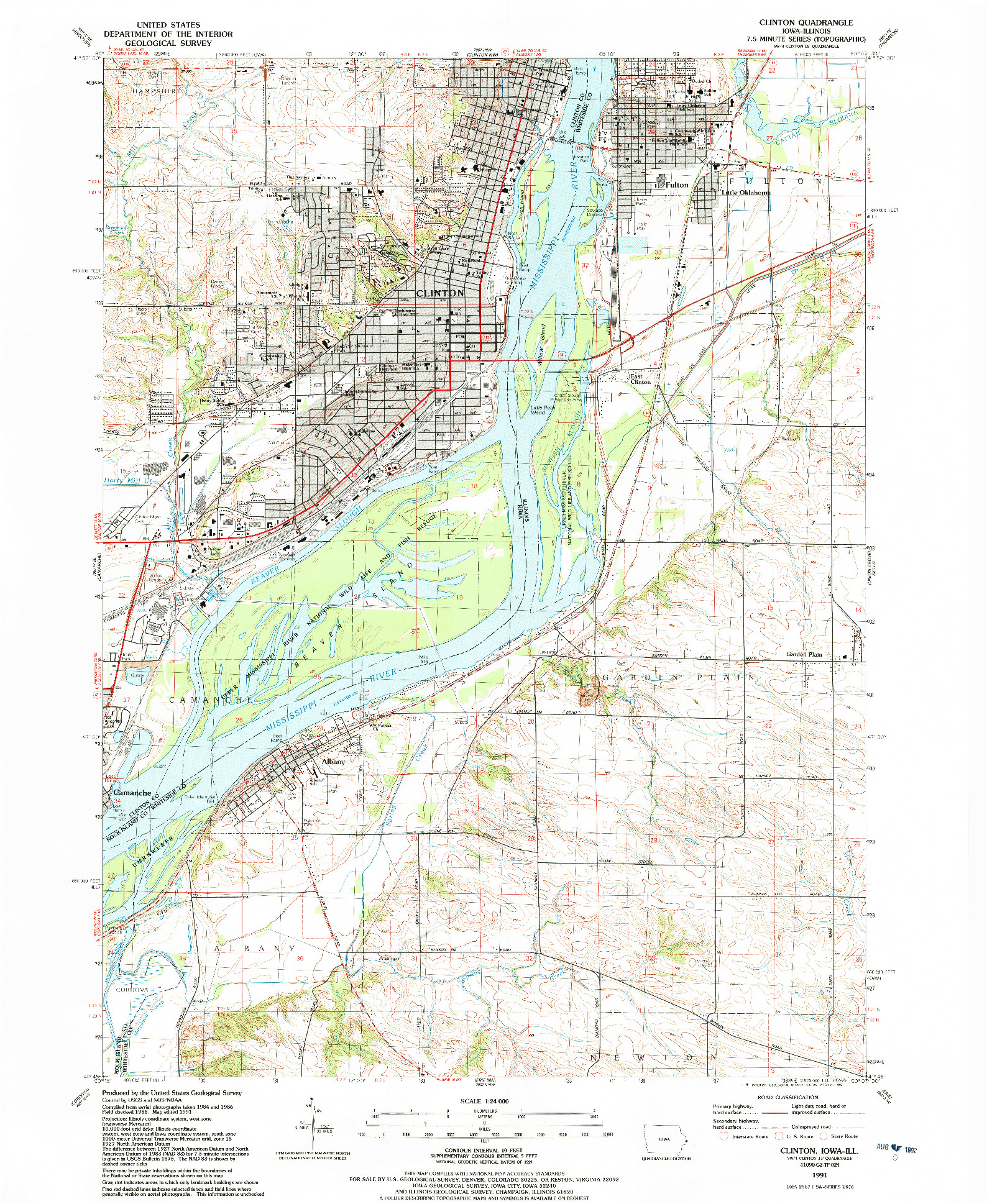 USGS 1:24000-SCALE QUADRANGLE FOR CLINTON, IA 1991