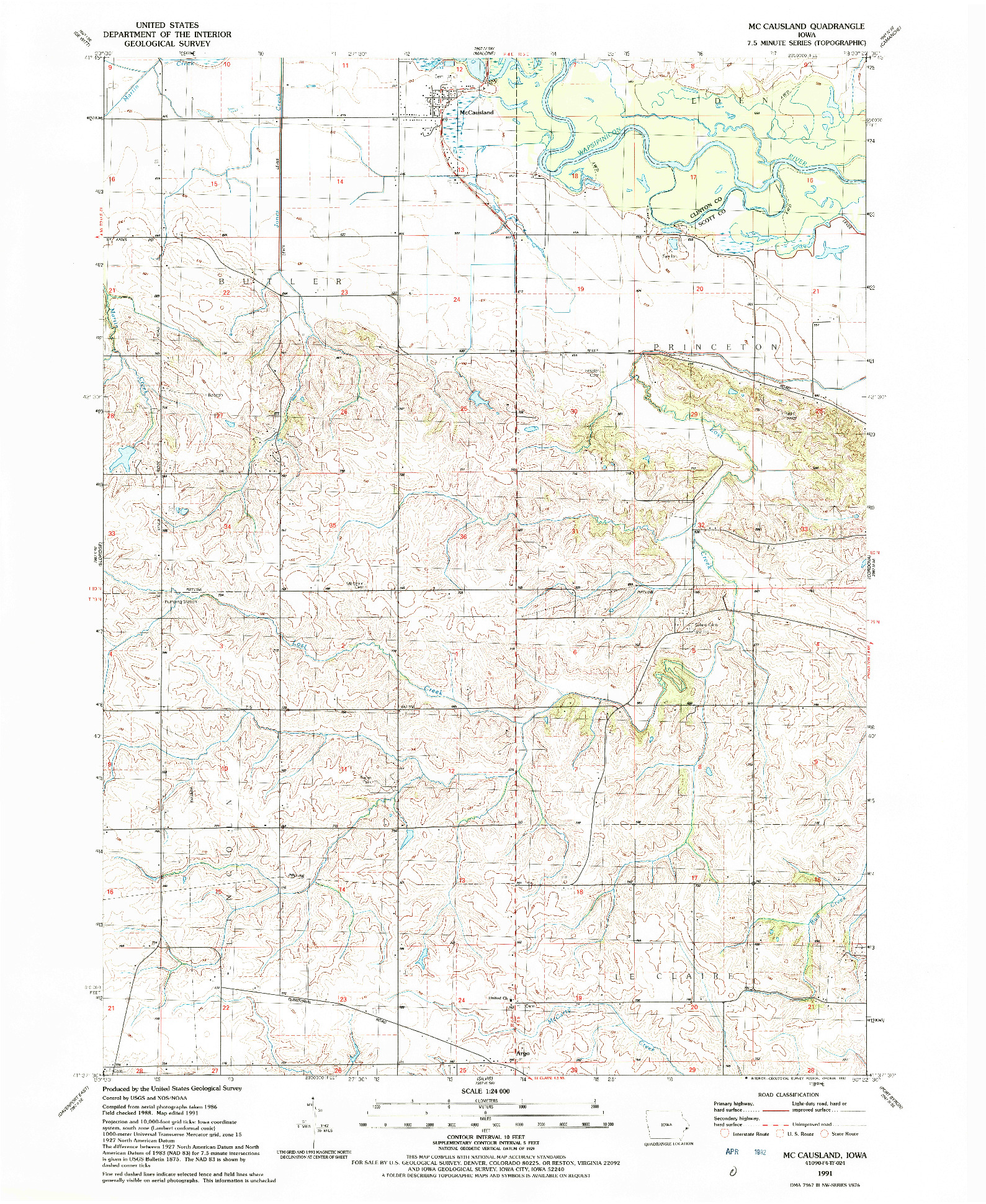 USGS 1:24000-SCALE QUADRANGLE FOR MC CAUSLAND, IA 1991