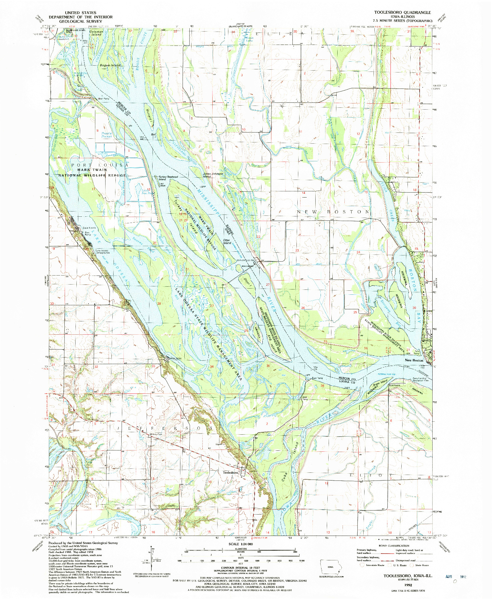 USGS 1:24000-SCALE QUADRANGLE FOR TOOLESBORO, IA 1992