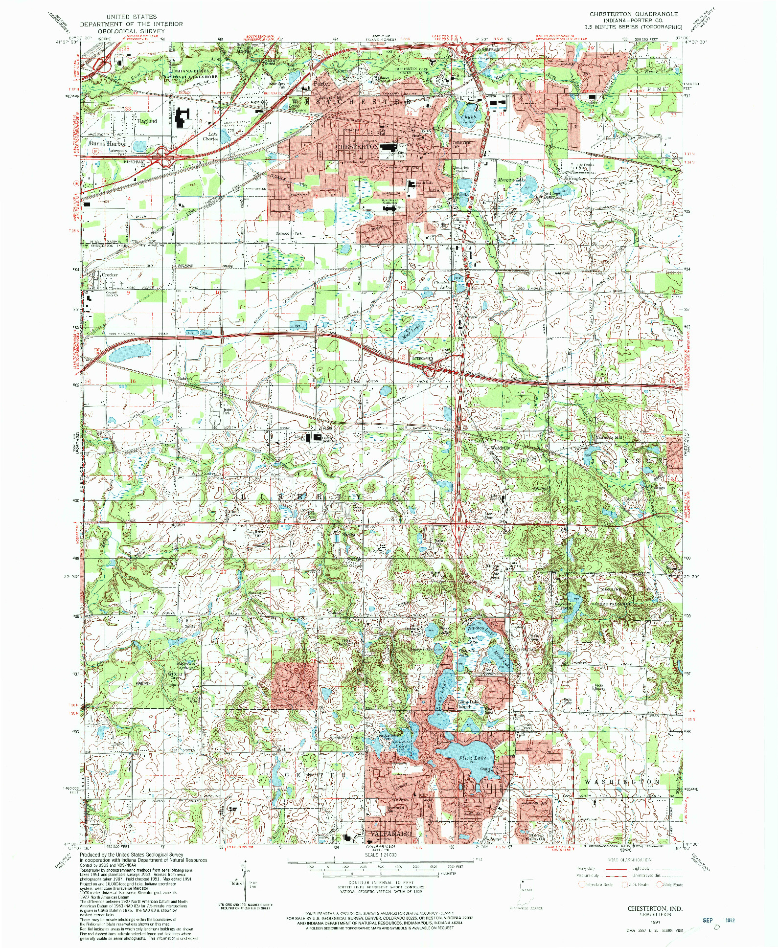 USGS 1:24000-SCALE QUADRANGLE FOR CHESTERTON, IN 1991