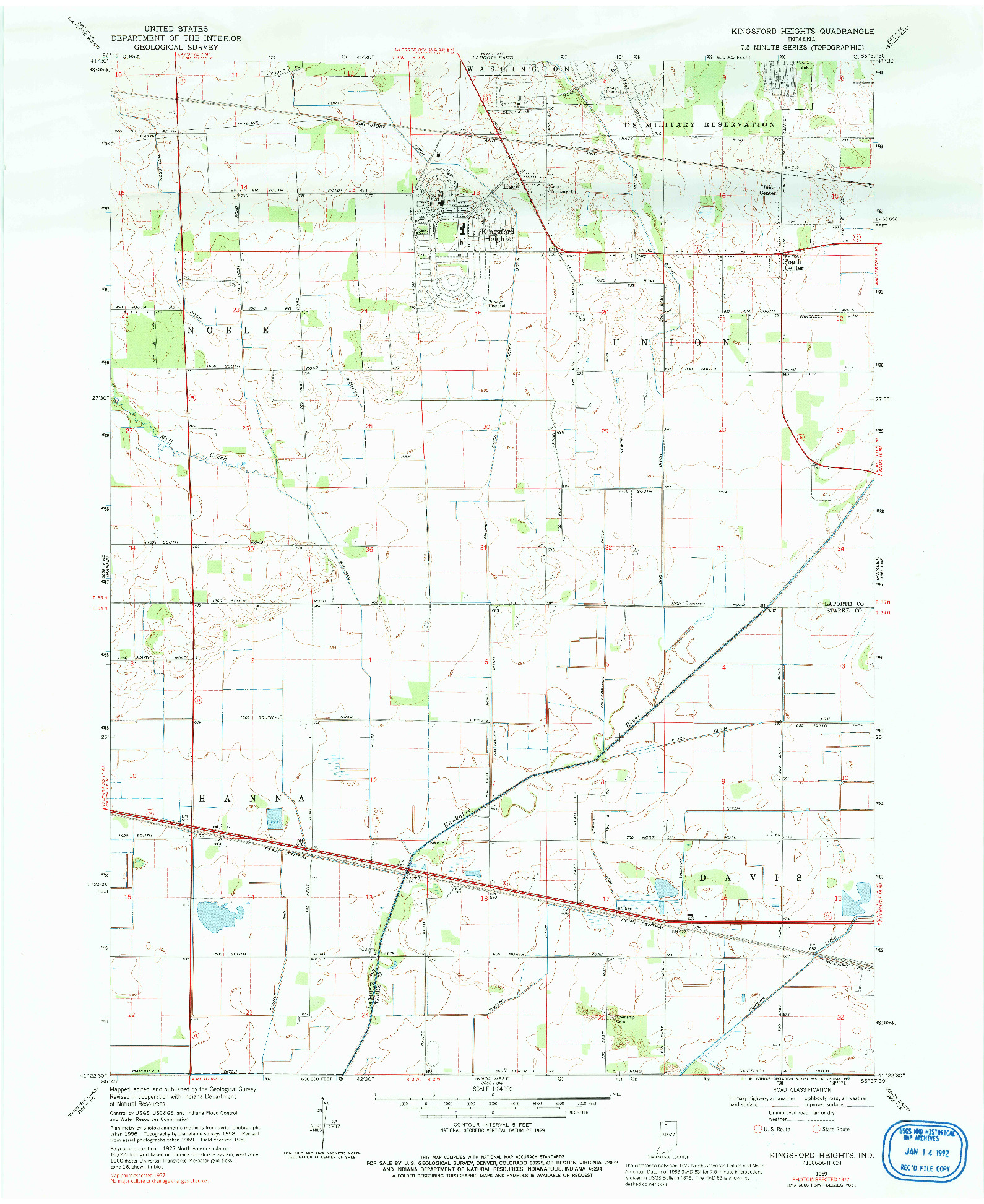 USGS 1:24000-SCALE QUADRANGLE FOR KINGSFORD HEIGHTS, IN 1969