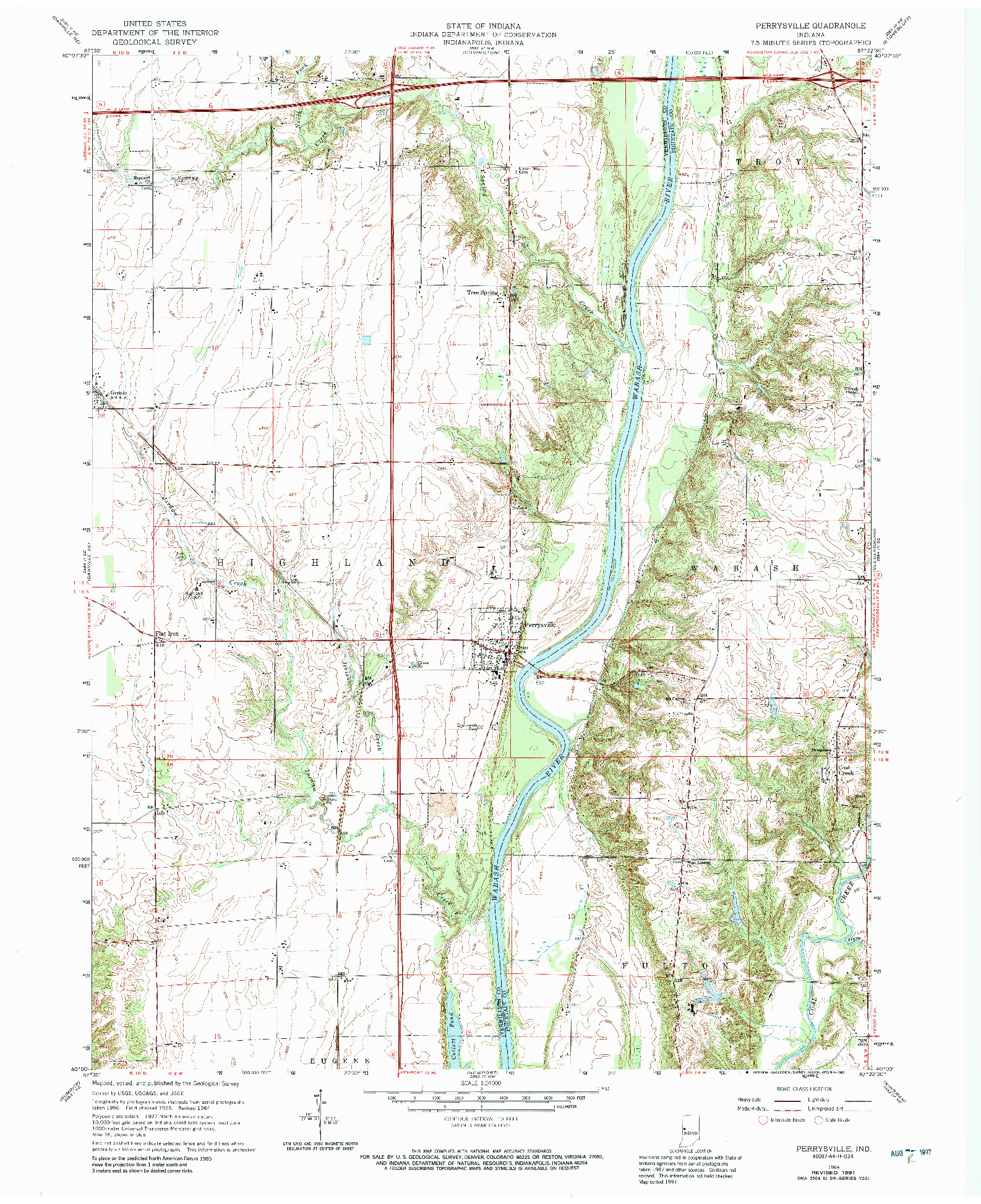 USGS 1:24000-SCALE QUADRANGLE FOR PERRYSVILLE, IN 1964