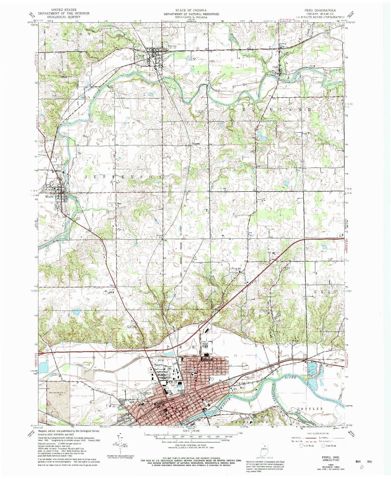 USGS 1:24000-SCALE QUADRANGLE FOR PERU, IN 1960