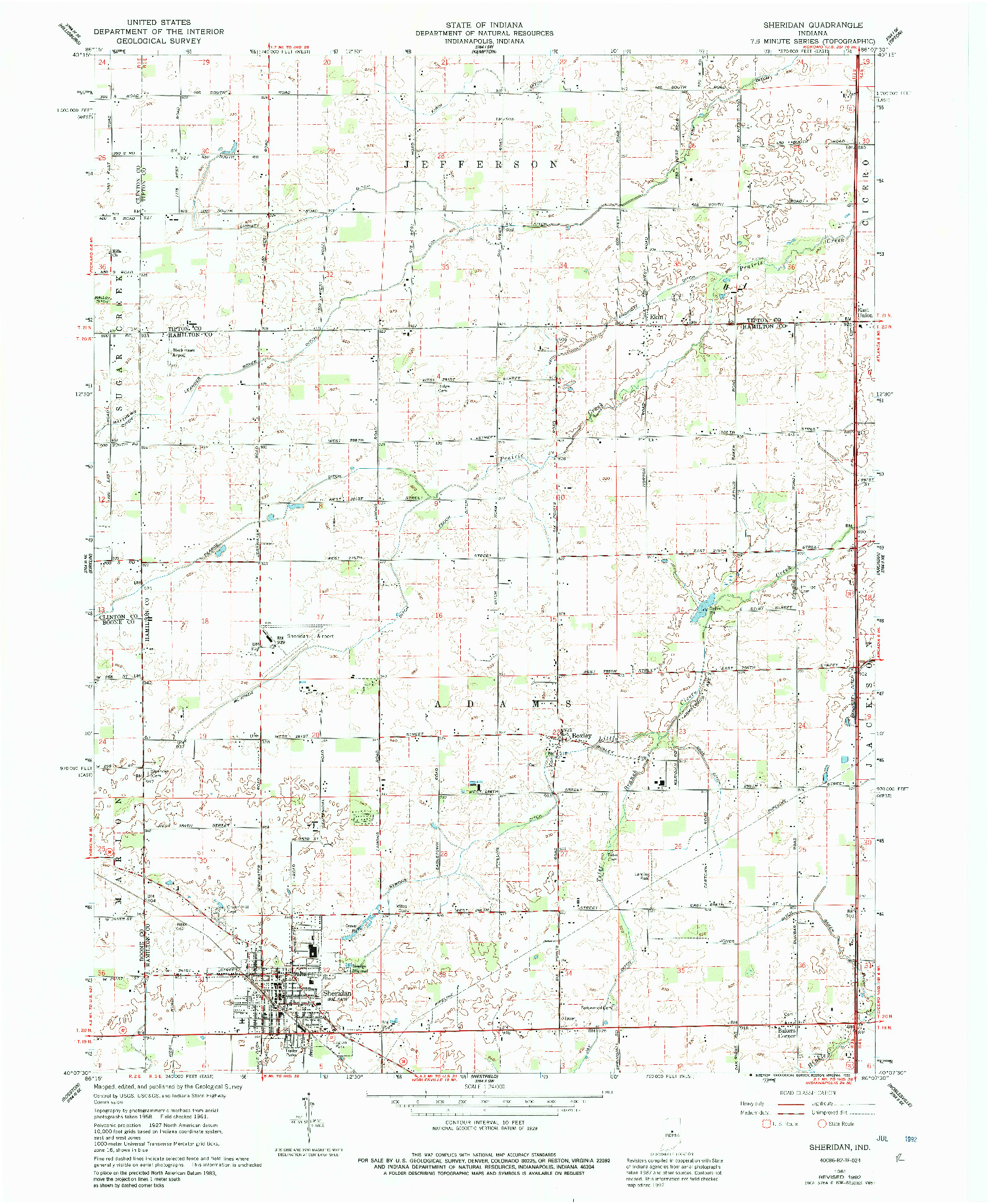 USGS 1:24000-SCALE QUADRANGLE FOR SHERIDAN, IN 1961