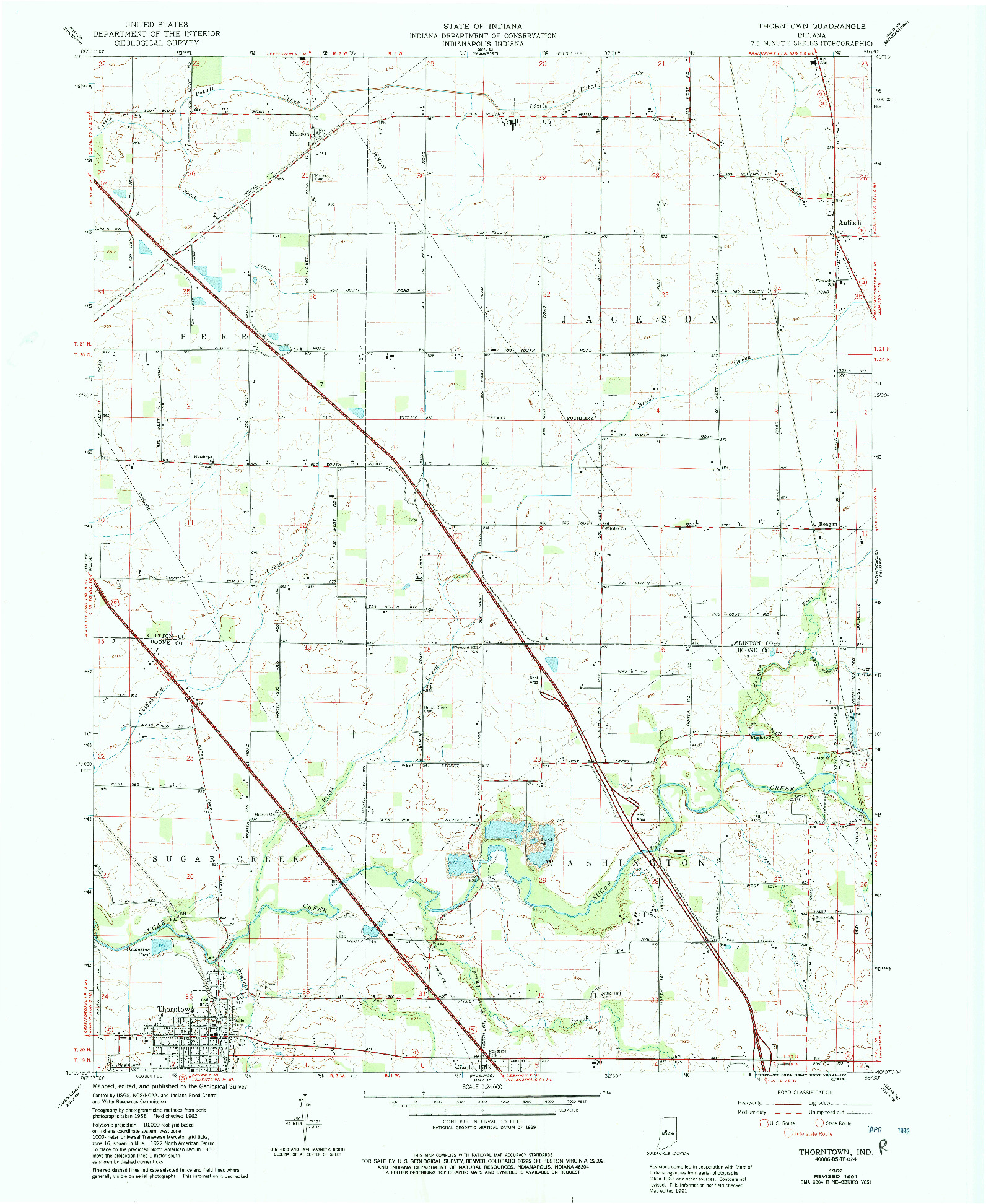 USGS 1:24000-SCALE QUADRANGLE FOR THORNTOWN, IN 1962