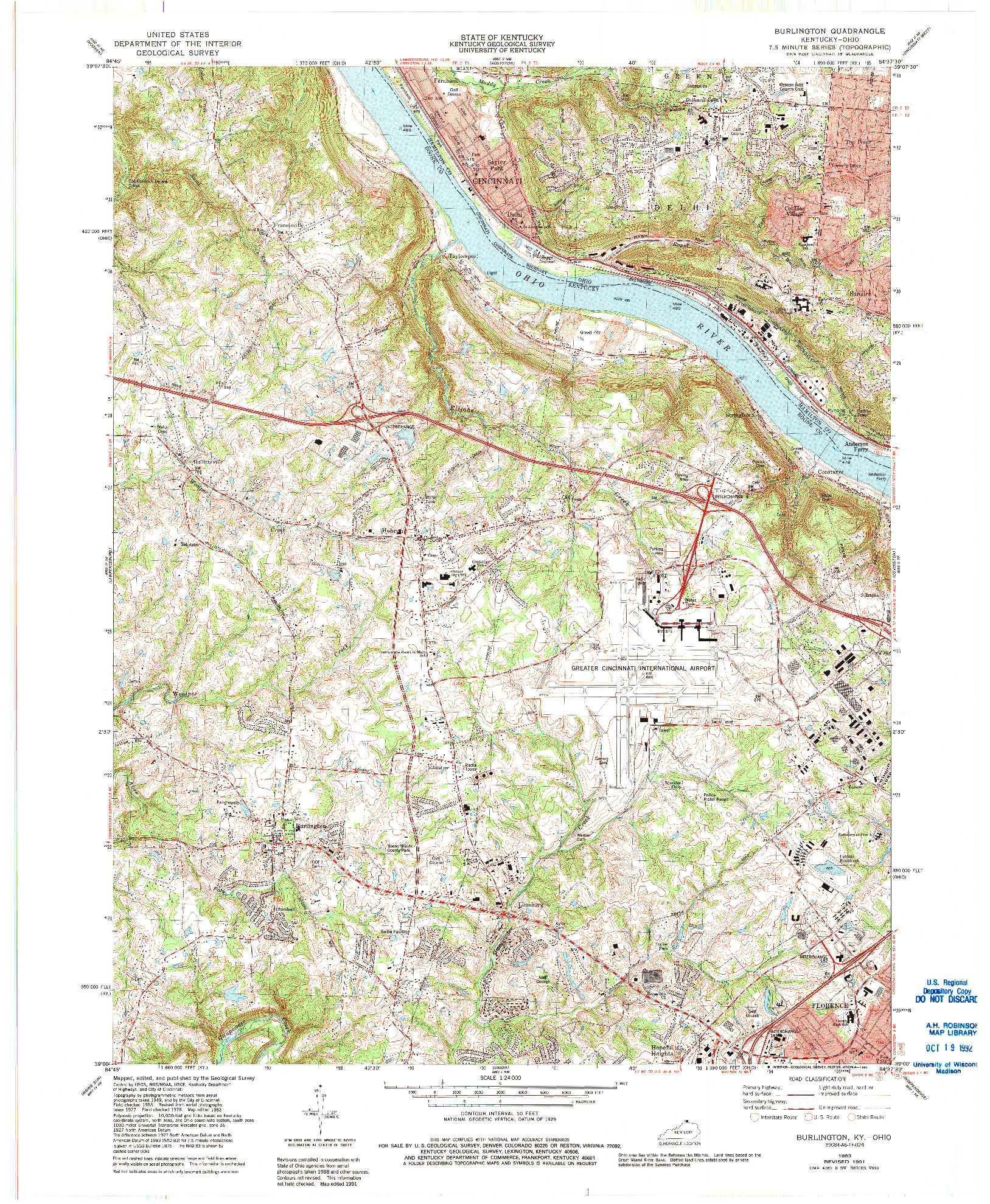 USGS 1:24000-SCALE QUADRANGLE FOR BURLINGTON, KY 1983