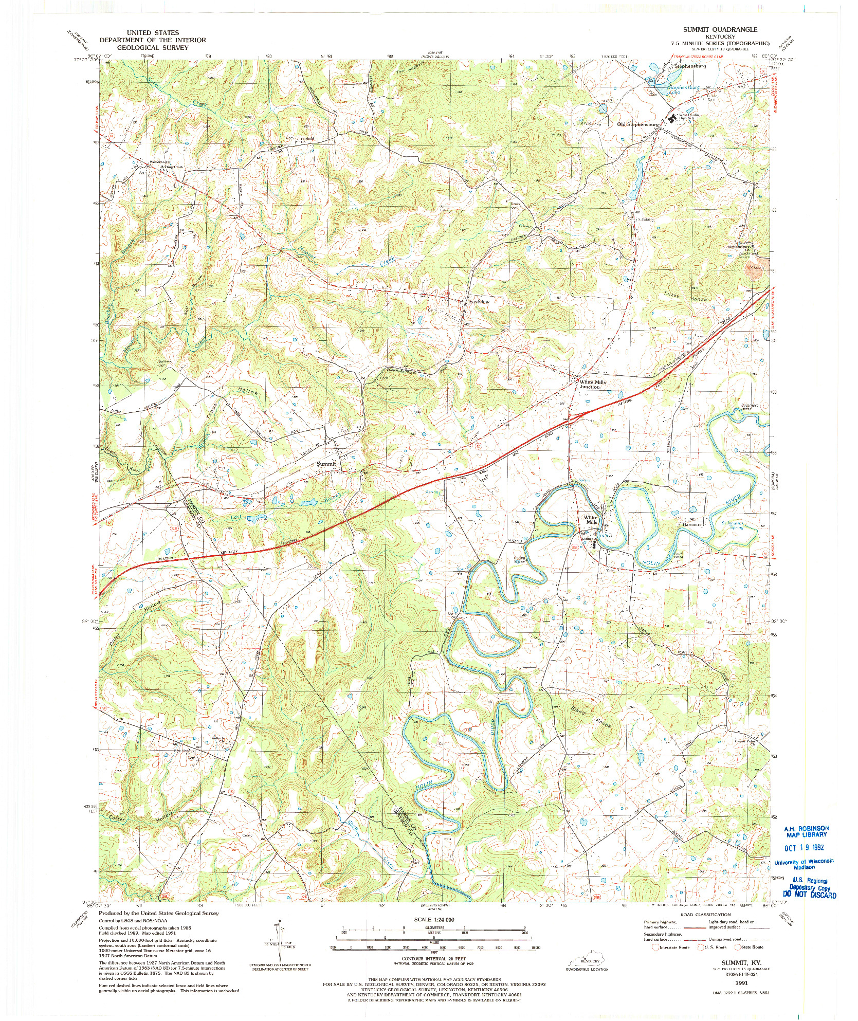 USGS 1:24000-SCALE QUADRANGLE FOR SUMMIT, KY 1991