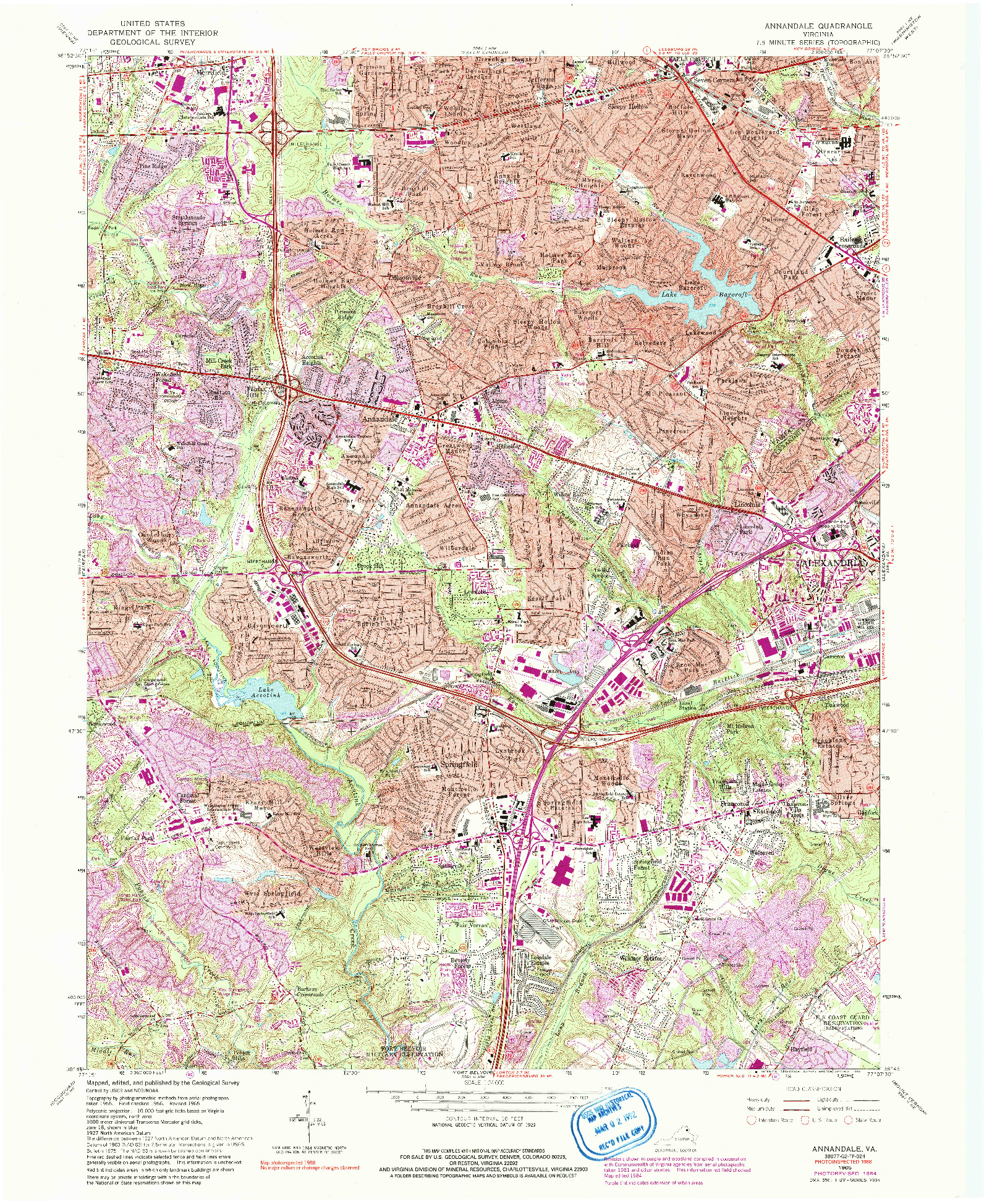 USGS 1:24000-SCALE QUADRANGLE FOR ANNANDALE, VA 1965