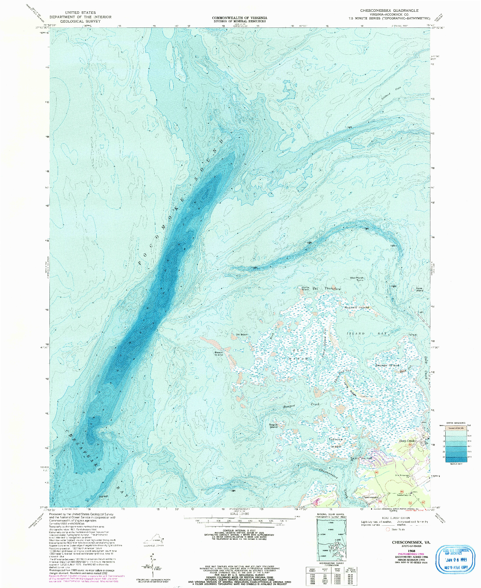 USGS 1:24000-SCALE QUADRANGLE FOR CHESCONESSEX, VA 1968