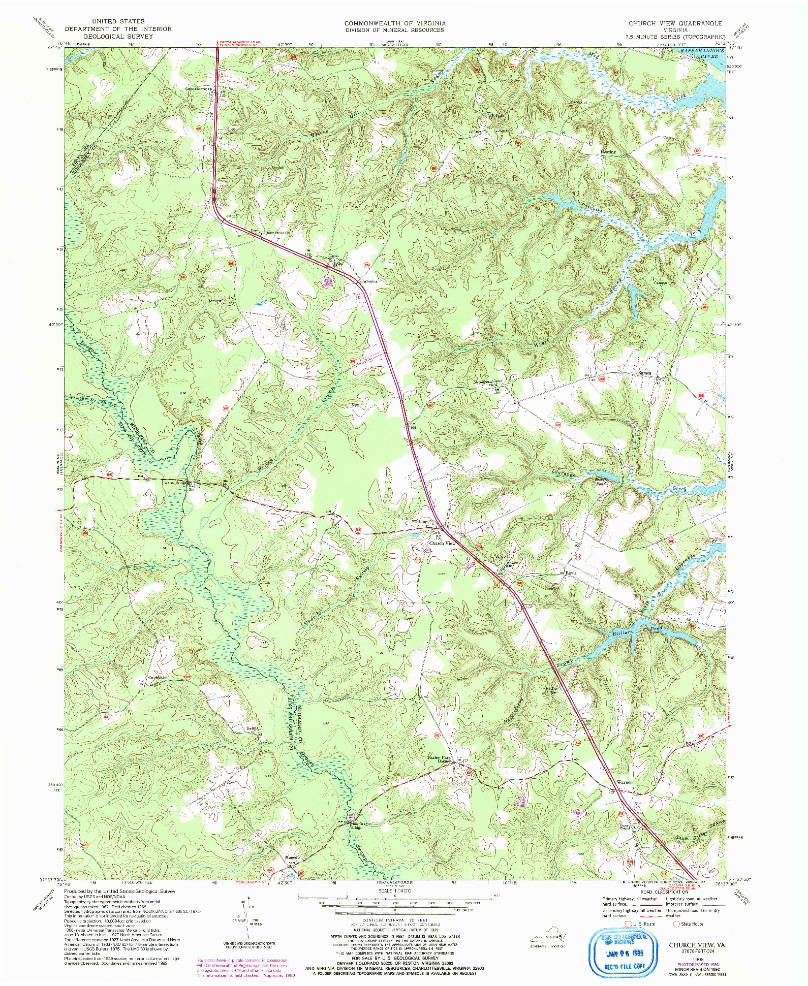 USGS 1:24000-SCALE QUADRANGLE FOR CHURCH VIEW, VA 1968