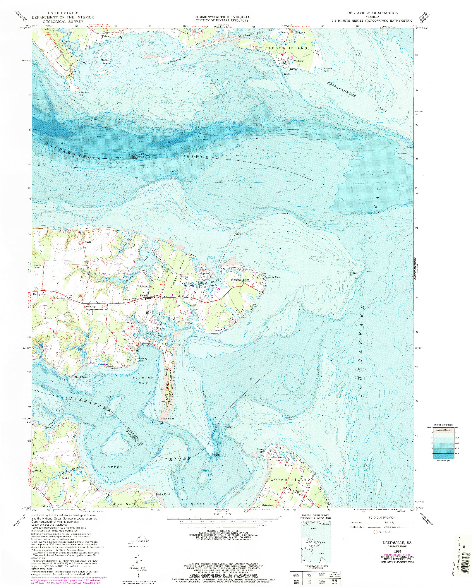 USGS 1:24000-SCALE QUADRANGLE FOR DELTAVILLE, VA 1964