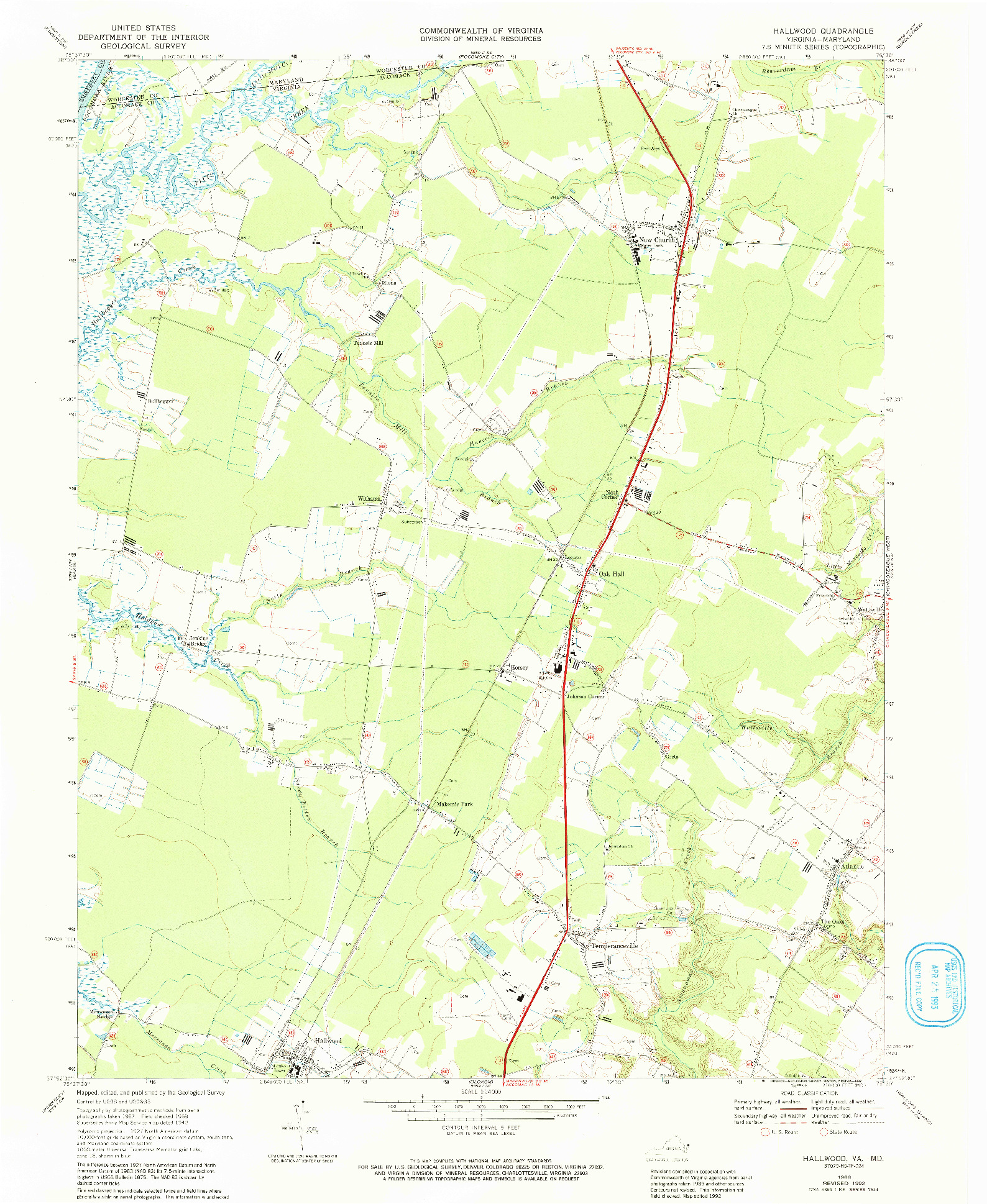 USGS 1:24000-SCALE QUADRANGLE FOR HALLWOOD, VA 1968