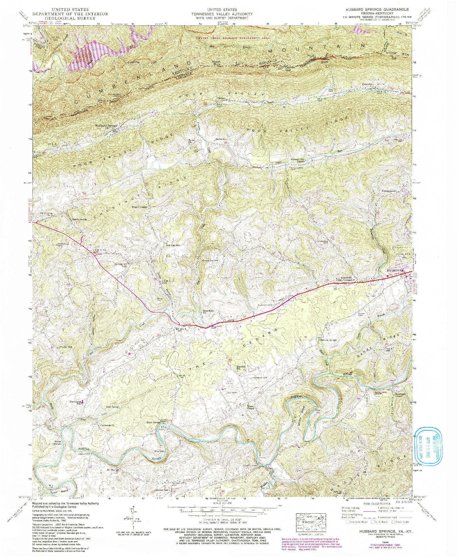 USGS 1:24000-SCALE QUADRANGLE FOR HUBBARD SPRINGS, VA 1946