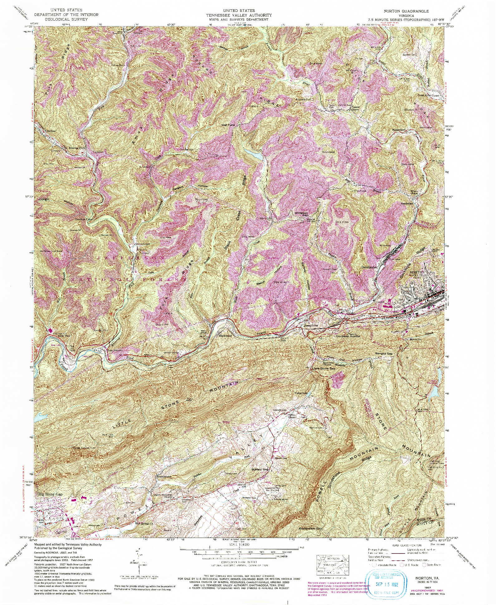 USGS 1:24000-SCALE QUADRANGLE FOR NORTON, VA 1957