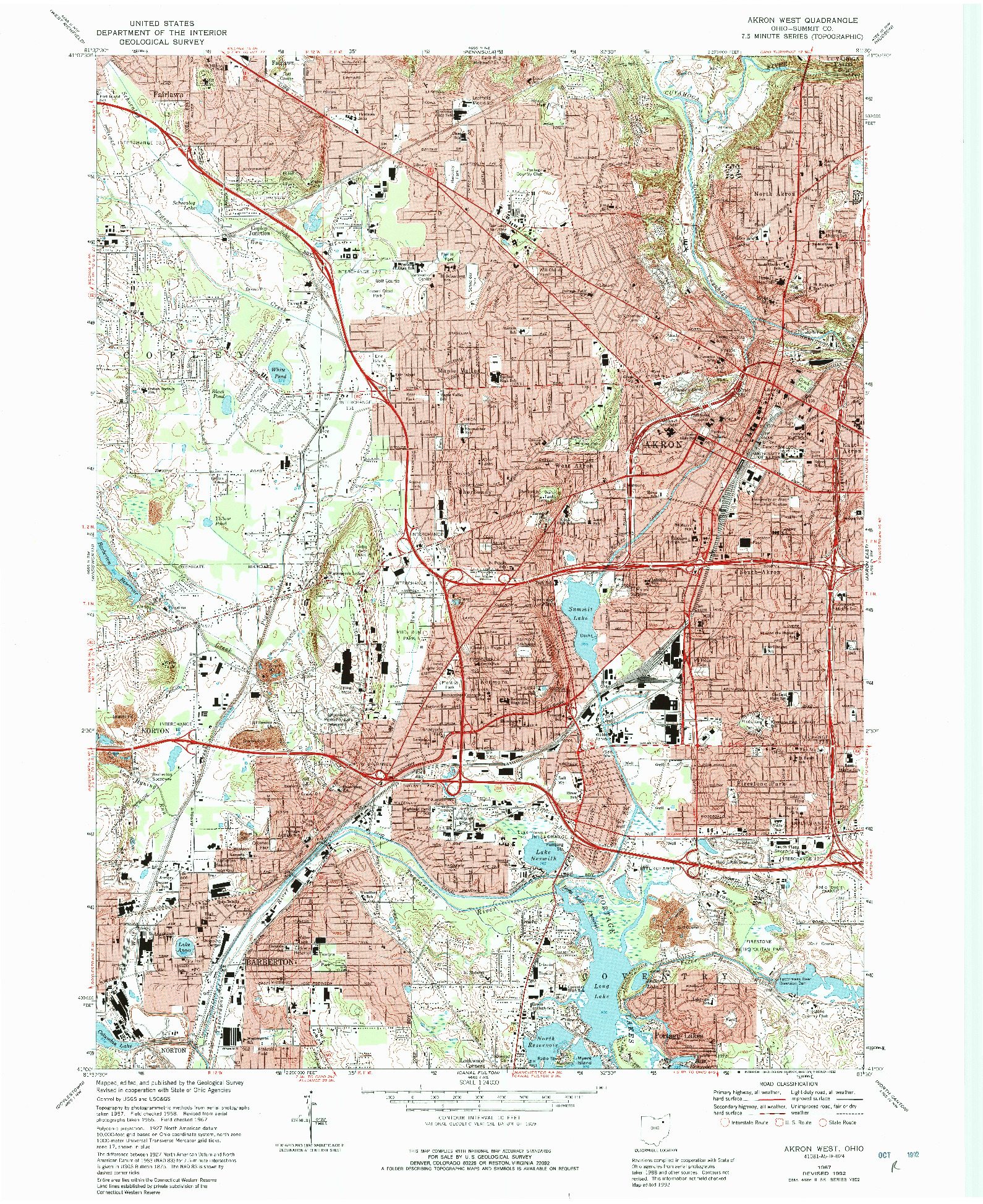 USGS 1:24000-SCALE QUADRANGLE FOR AKRON WEST, OH 1967