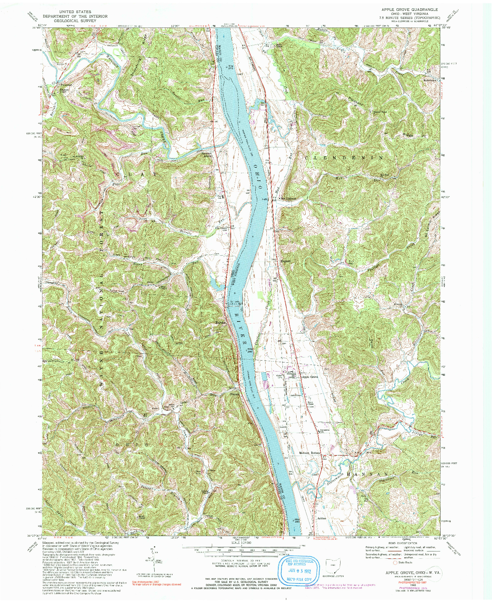 USGS 1:24000-SCALE QUADRANGLE FOR APPLE GROVE, OH 1968