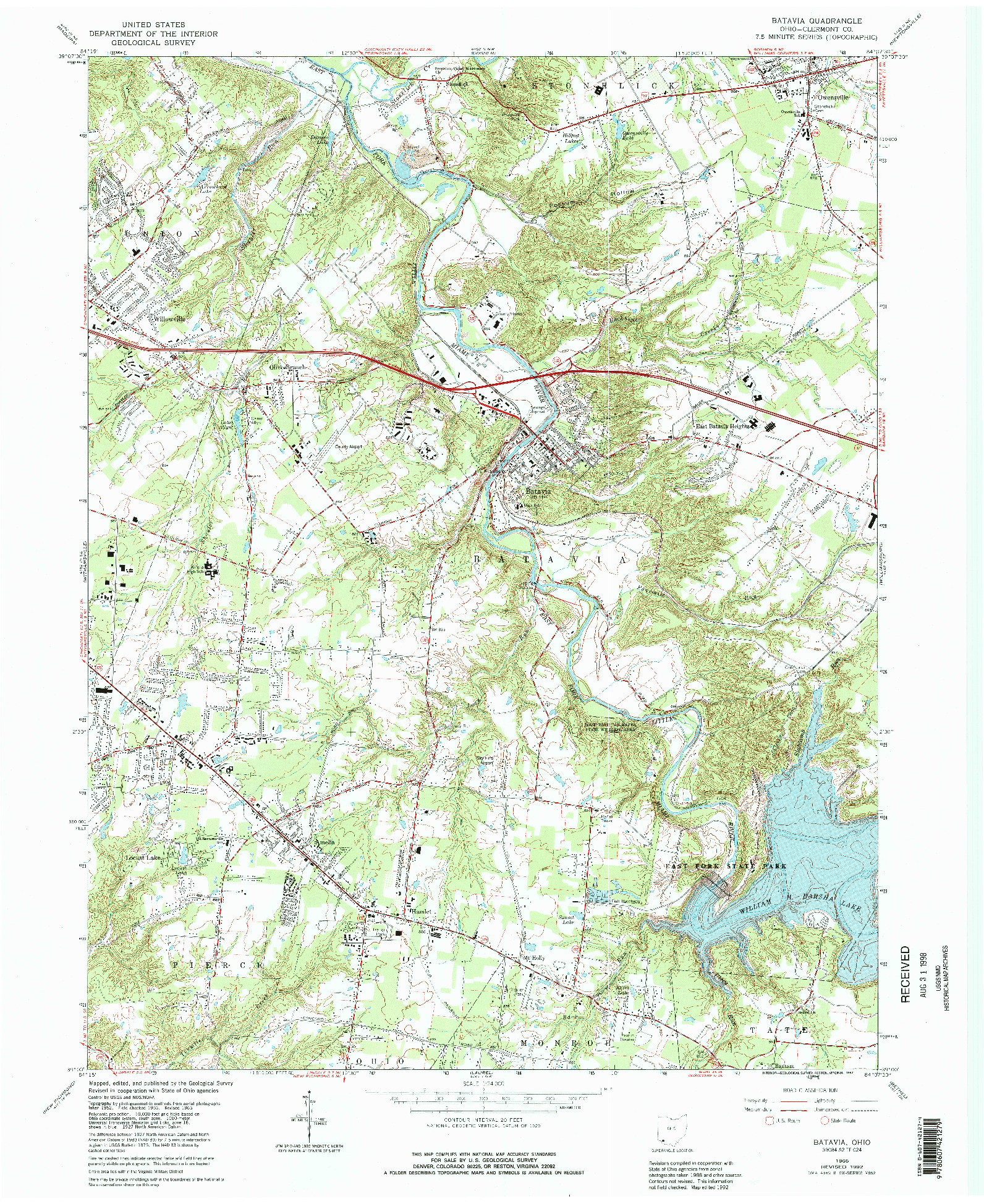 USGS 1:24000-SCALE QUADRANGLE FOR BATAVIA, OH 1965