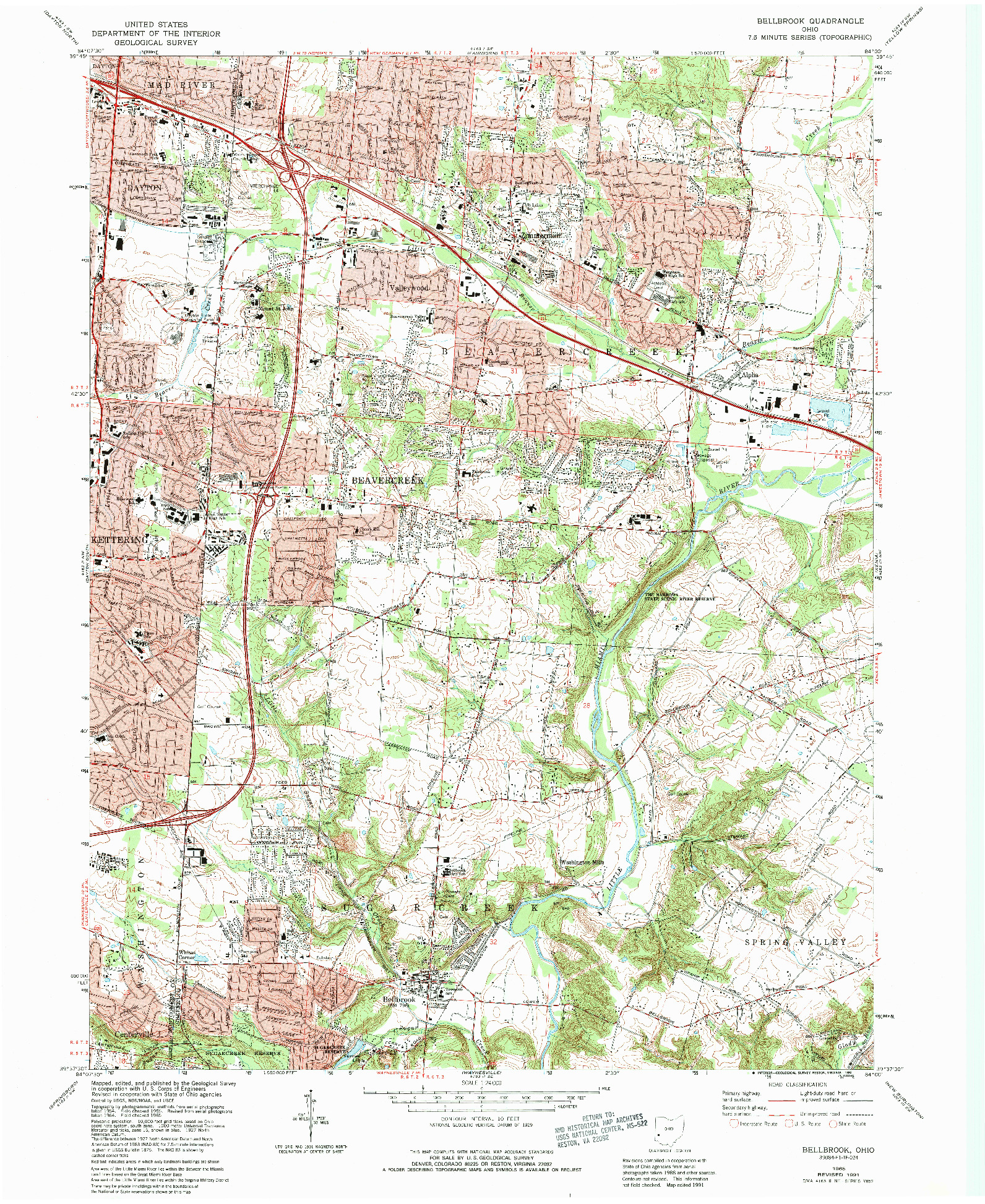 USGS 1:24000-SCALE QUADRANGLE FOR BELLBROOK, OH 1965