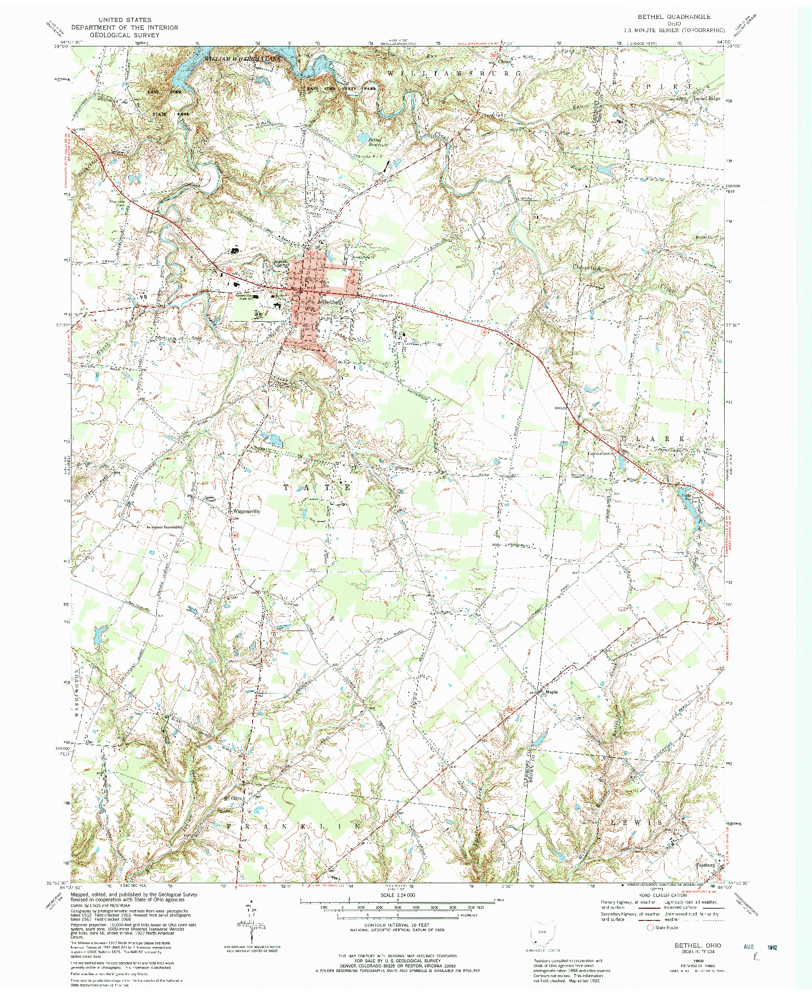 USGS 1:24000-SCALE QUADRANGLE FOR BETHEL, OH 1968