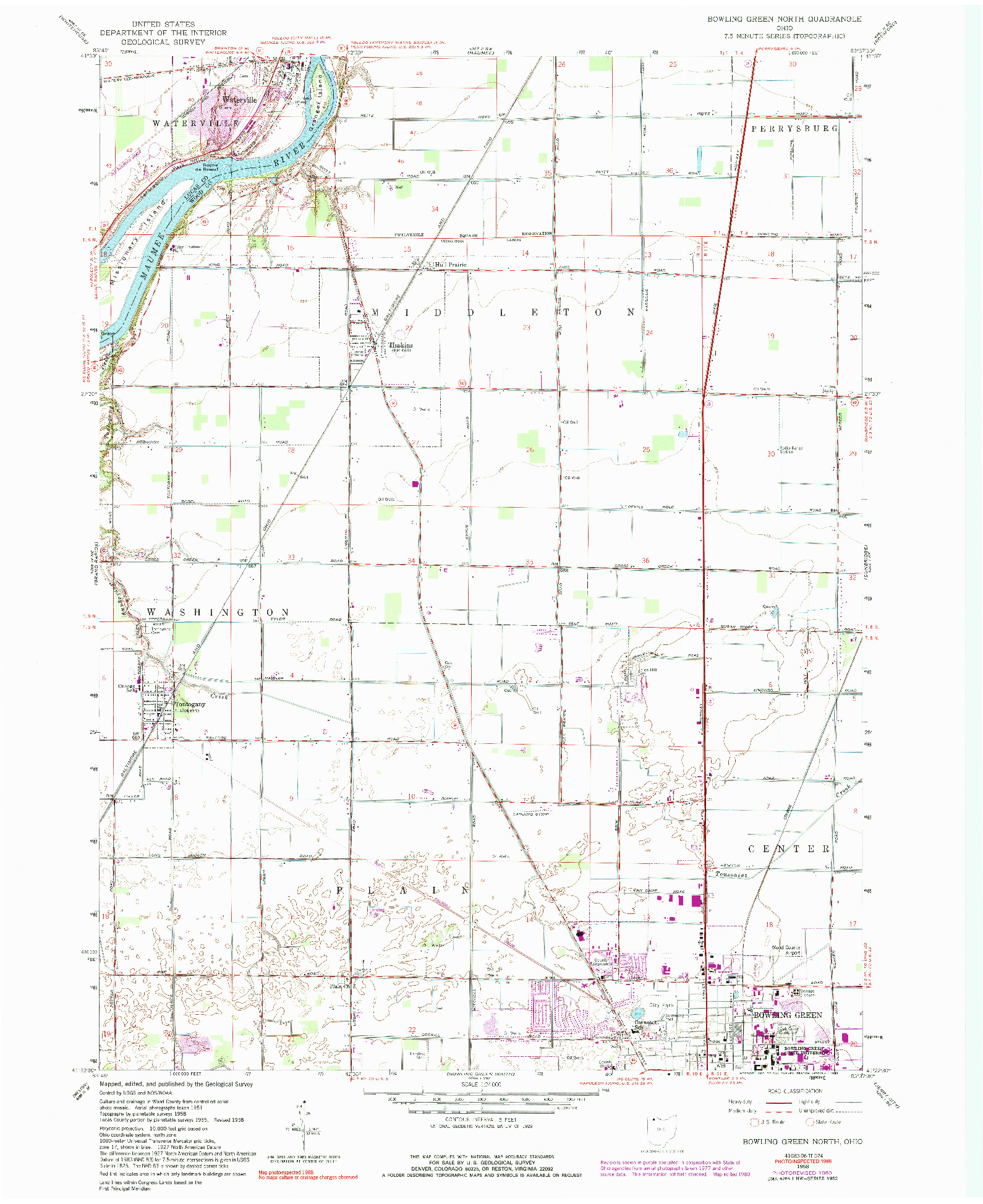 USGS 1:24000-SCALE QUADRANGLE FOR BOWLING GREEN NORTH, OH 1958