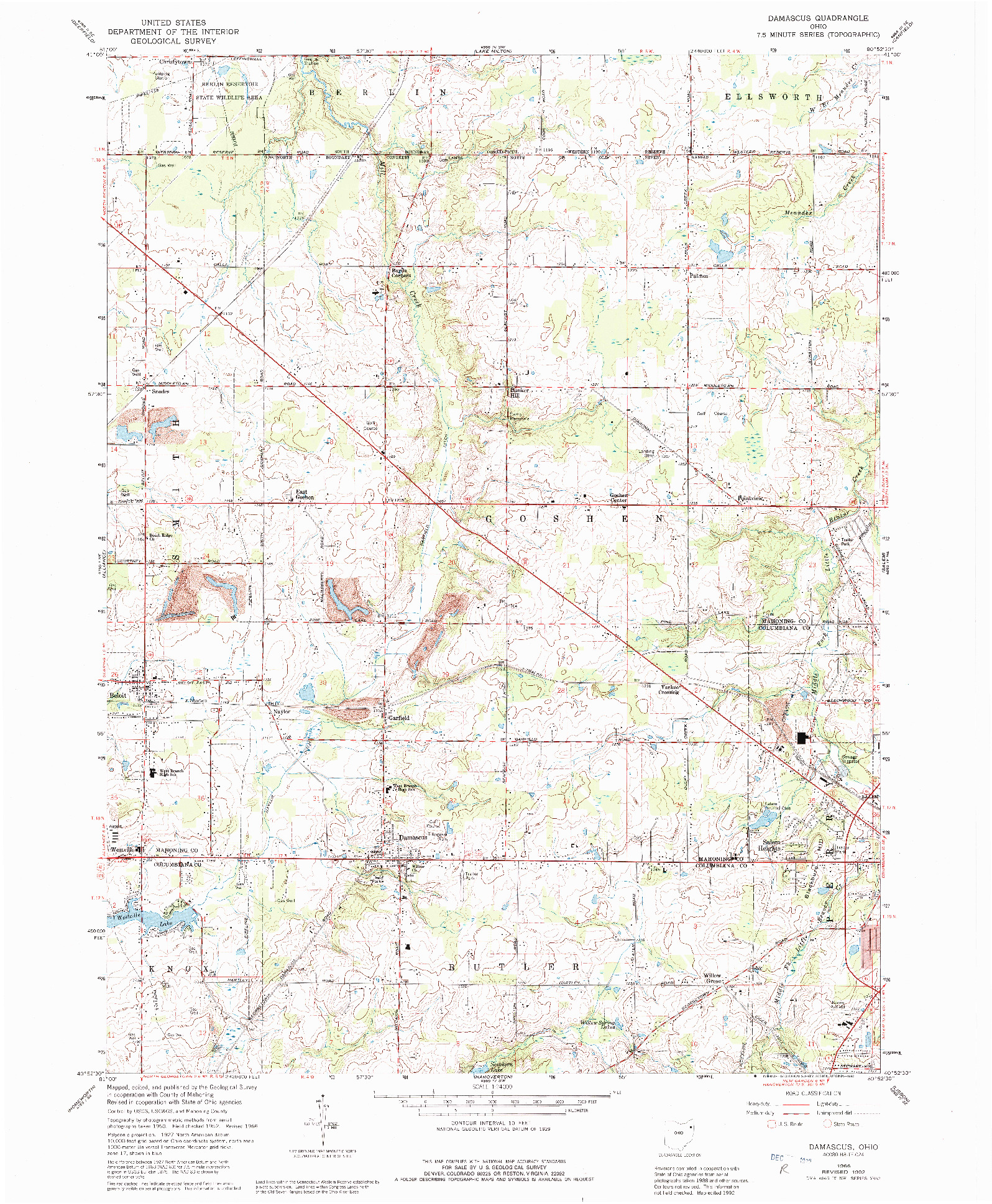 USGS 1:24000-SCALE QUADRANGLE FOR DAMASCUS, OH 1966