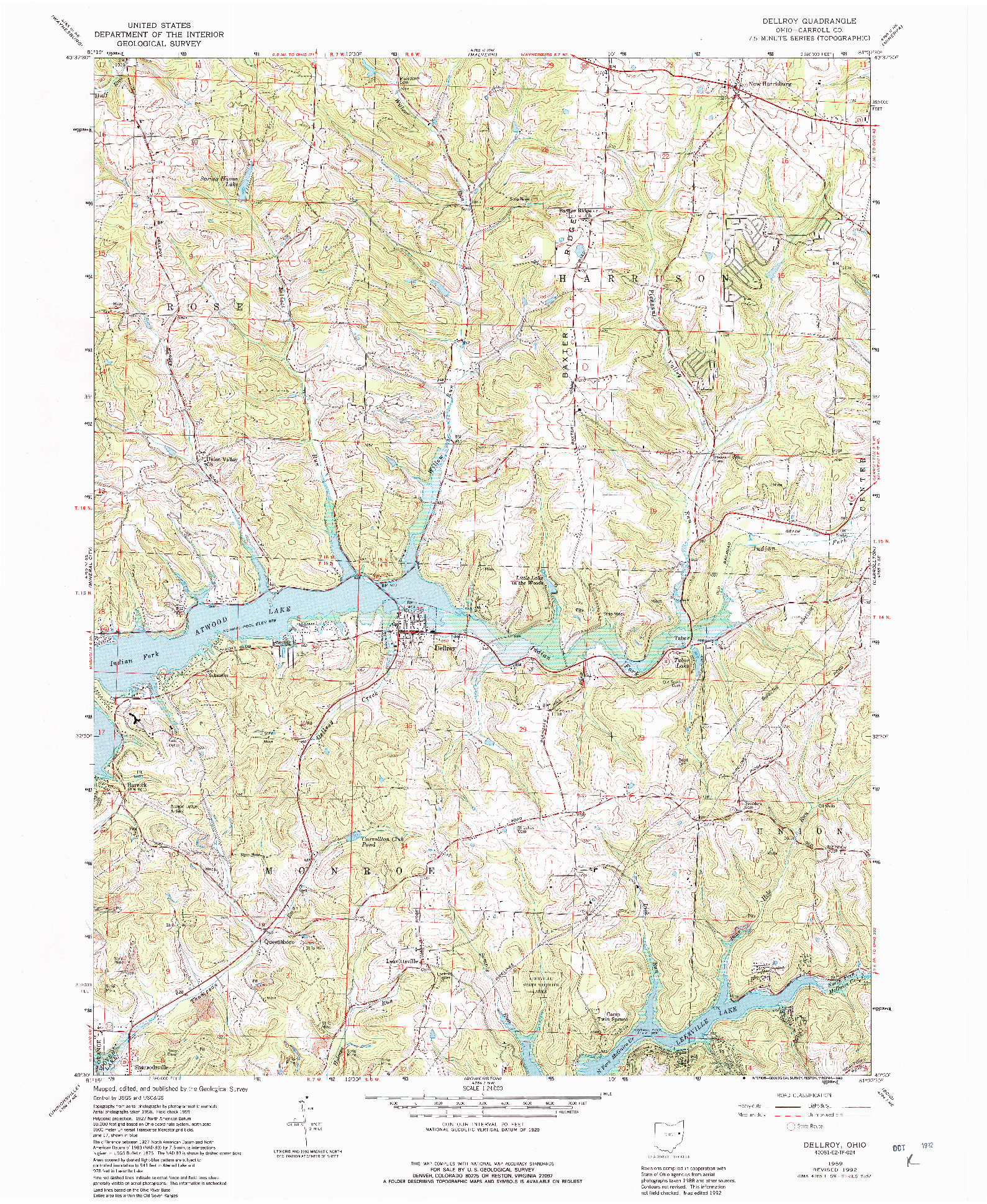 USGS 1:24000-SCALE QUADRANGLE FOR DELLROY, OH 1959