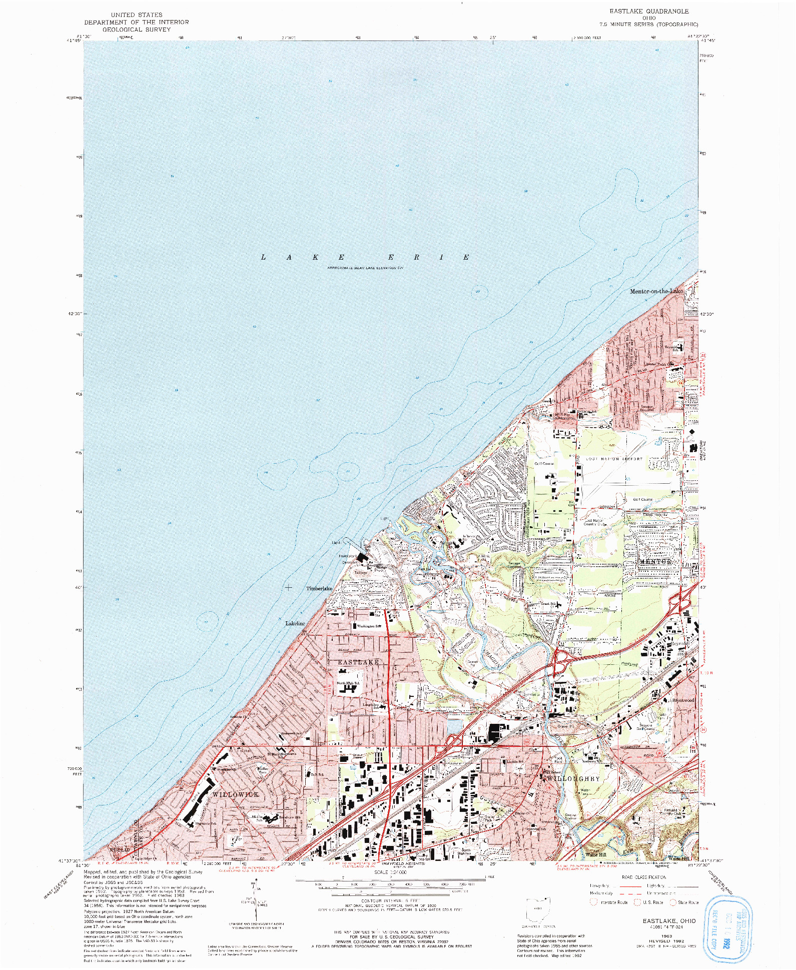 USGS 1:24000-SCALE QUADRANGLE FOR EASTLAKE, OH 1963