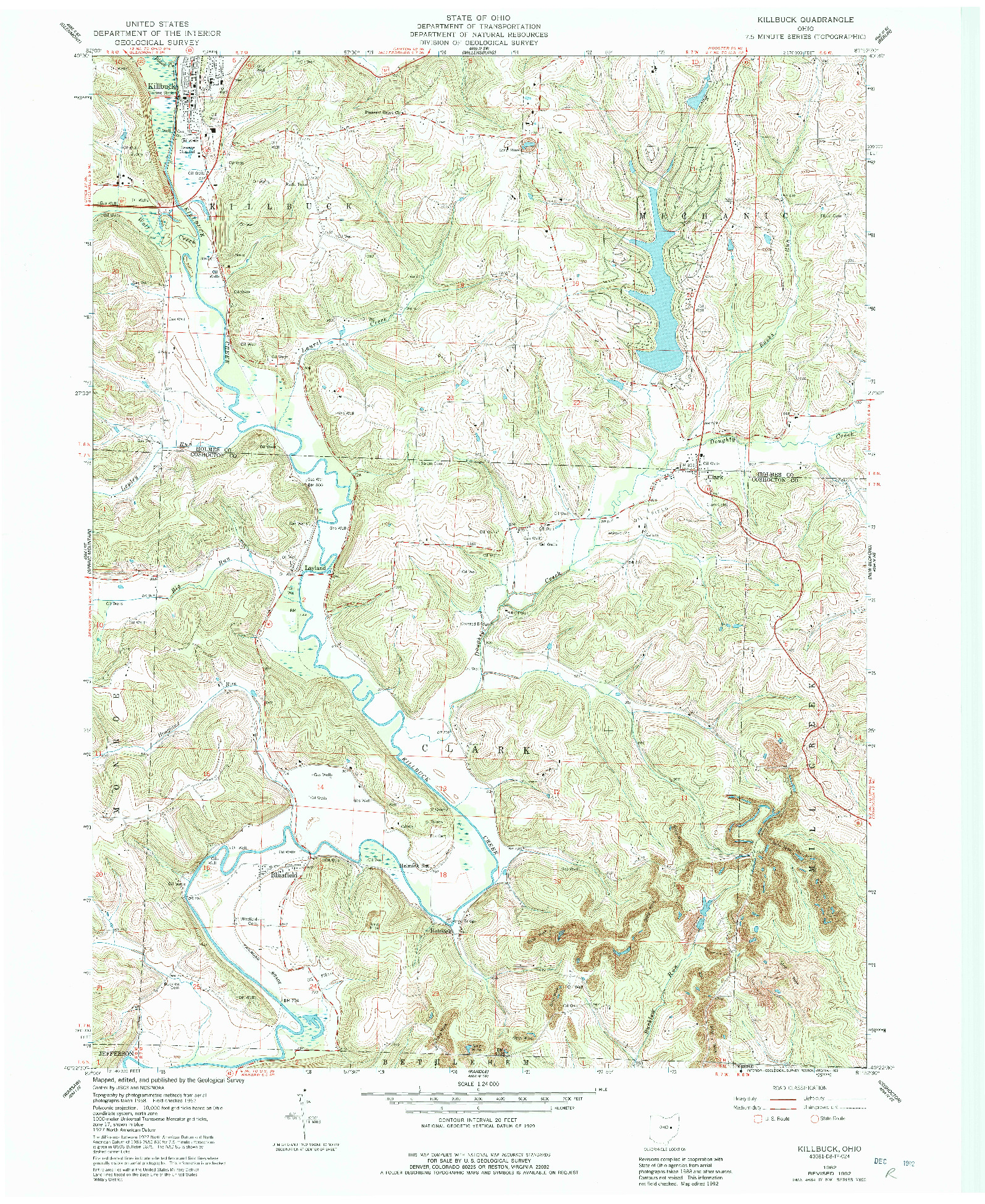 USGS 1:24000-SCALE QUADRANGLE FOR KILLBUCK, OH 1962