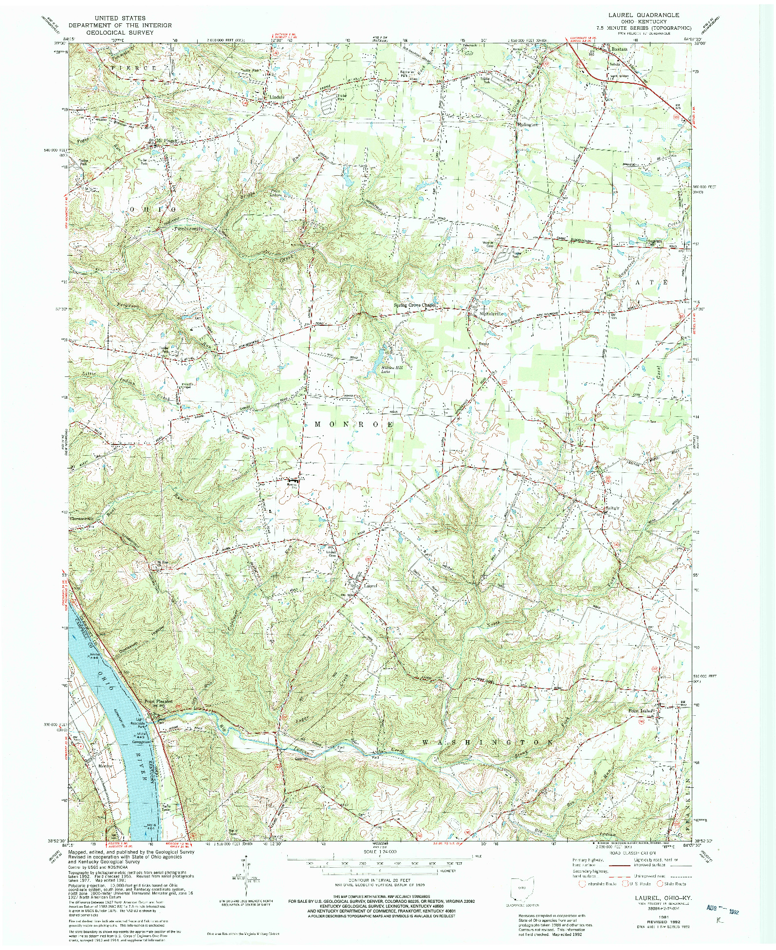 USGS 1:24000-SCALE QUADRANGLE FOR LAUREL, OH 1981