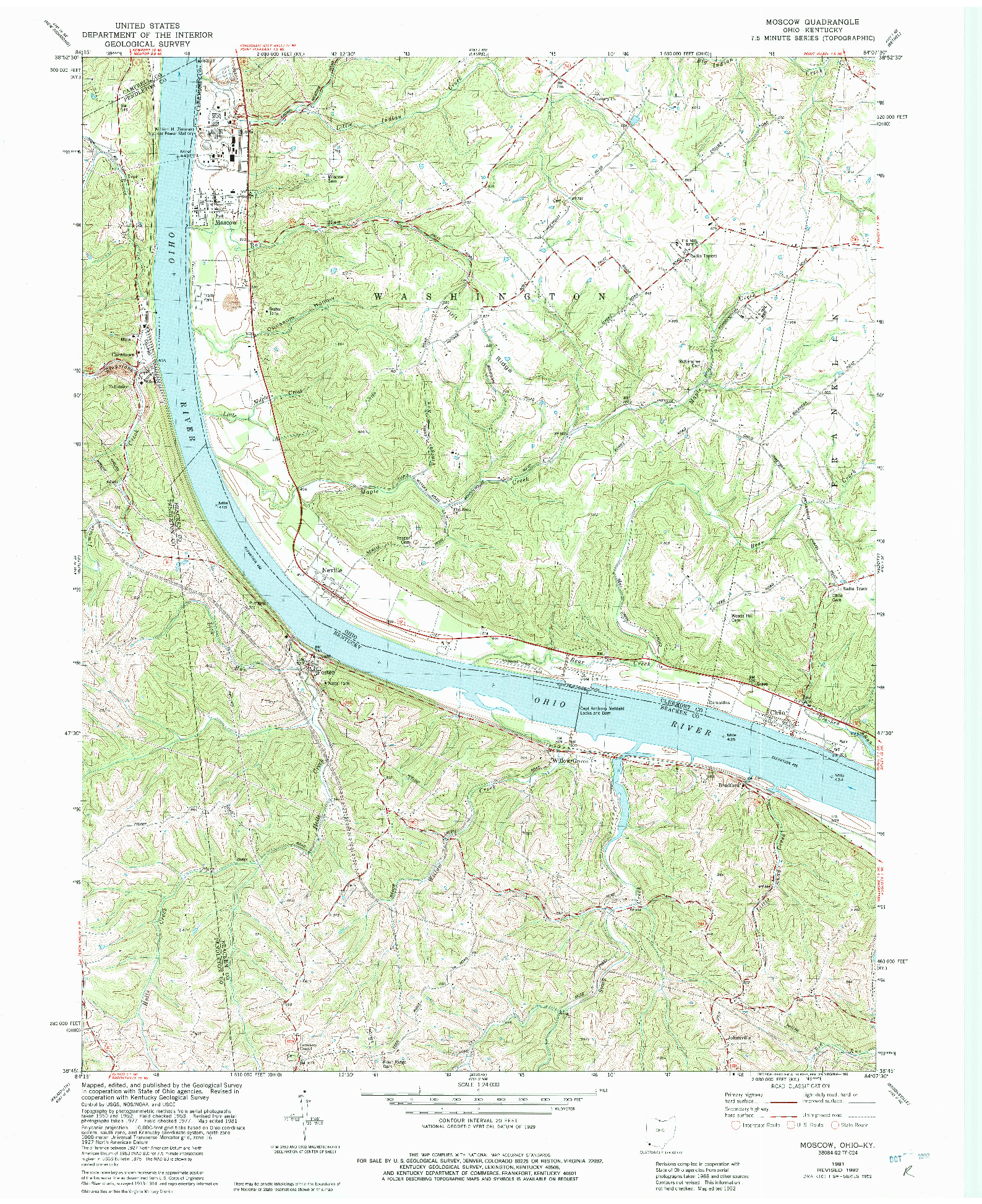 USGS 1:24000-SCALE QUADRANGLE FOR MOSCOW, OH 1981