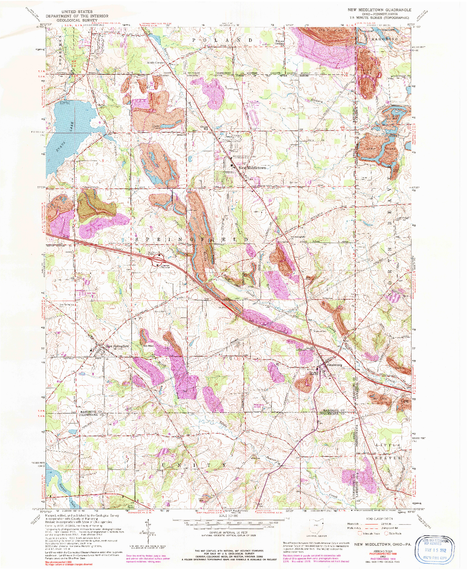 USGS 1:24000-SCALE QUADRANGLE FOR NEW MIDDLETOWN, OH 1963