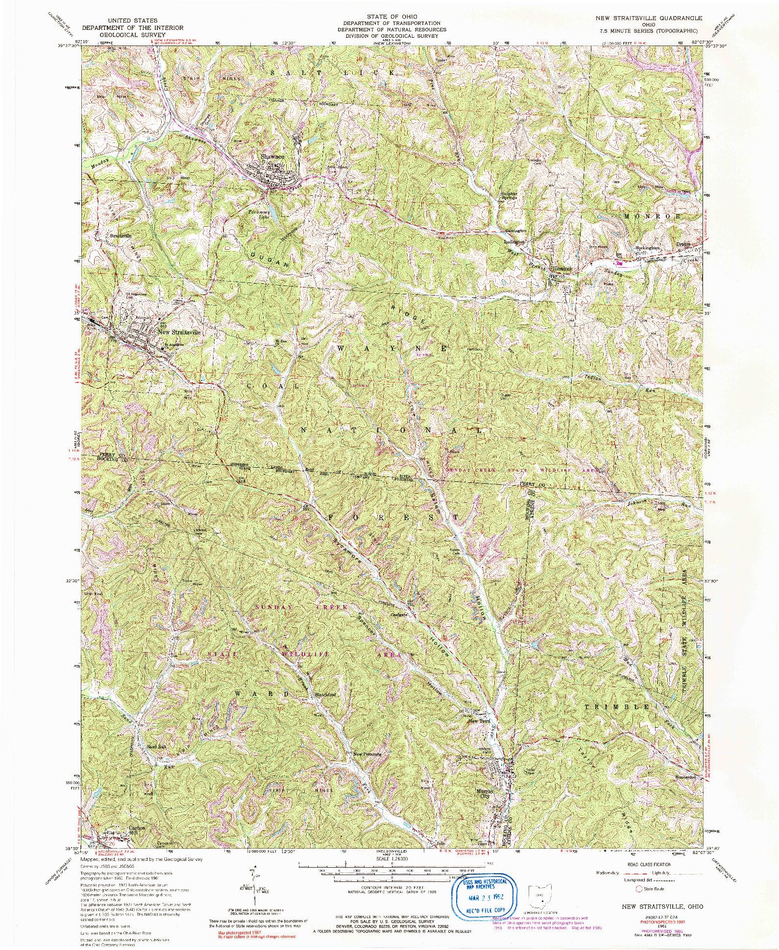 USGS 1:24000-SCALE QUADRANGLE FOR NEW STRAITSVILLE, OH 1961