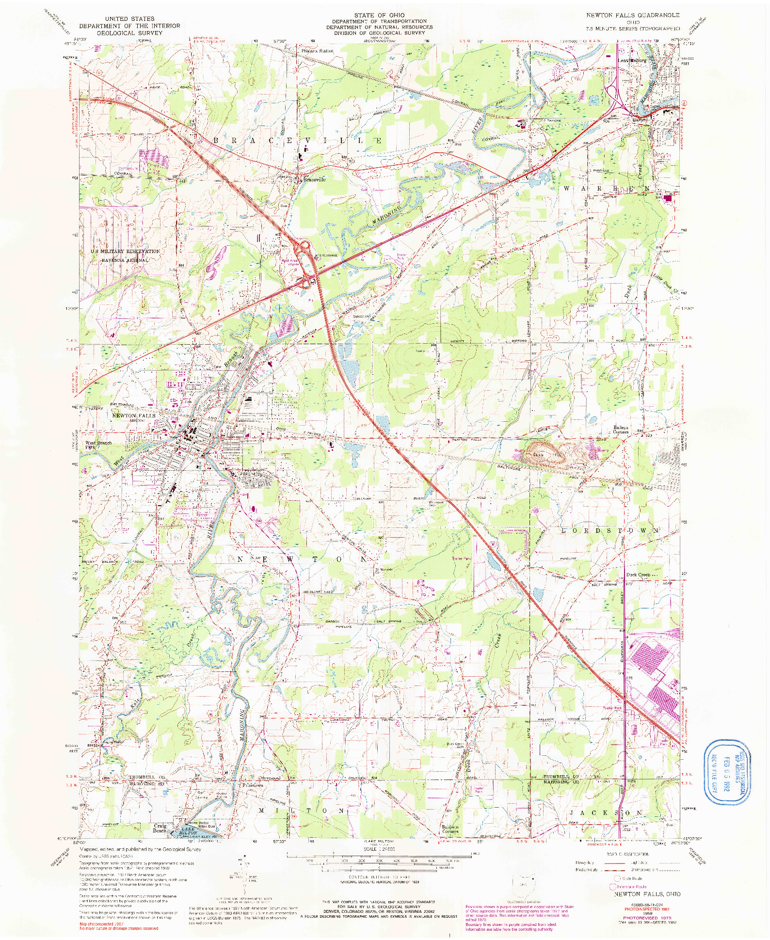 USGS 1:24000-SCALE QUADRANGLE FOR NEWTON FALLS, OH 1959