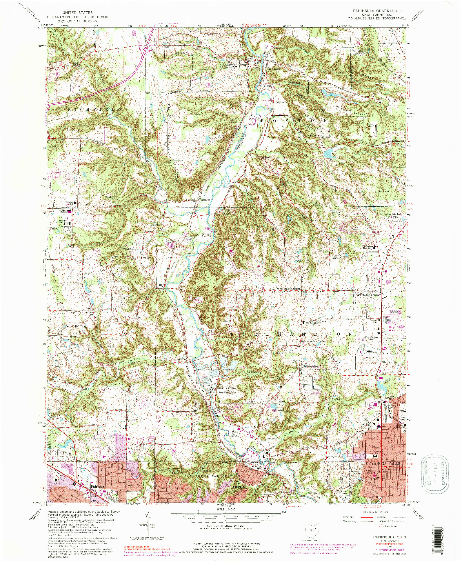 USGS 1:24000-SCALE QUADRANGLE FOR PENINSULA, OH 1963