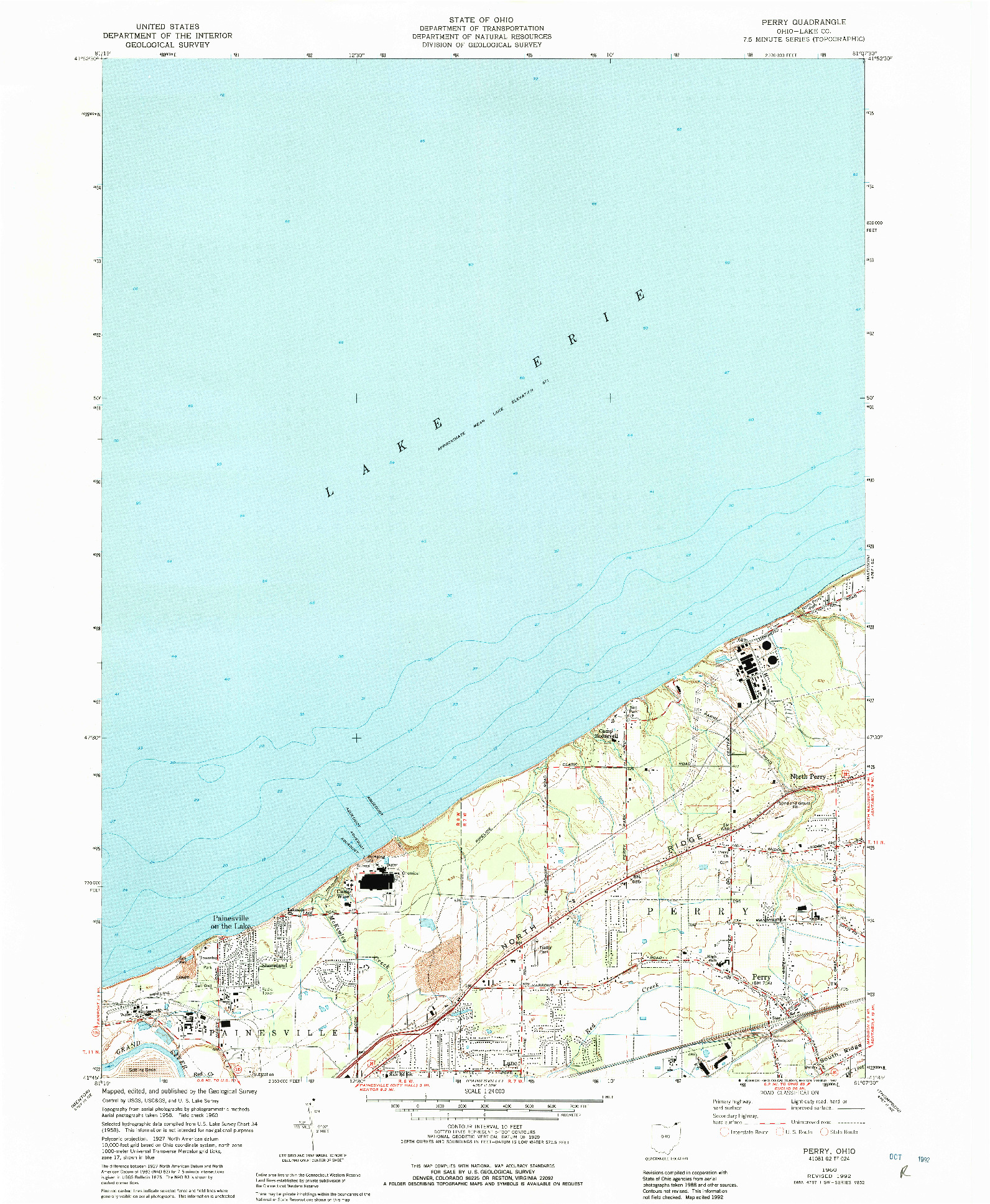 USGS 1:24000-SCALE QUADRANGLE FOR PERRY, OH 1960