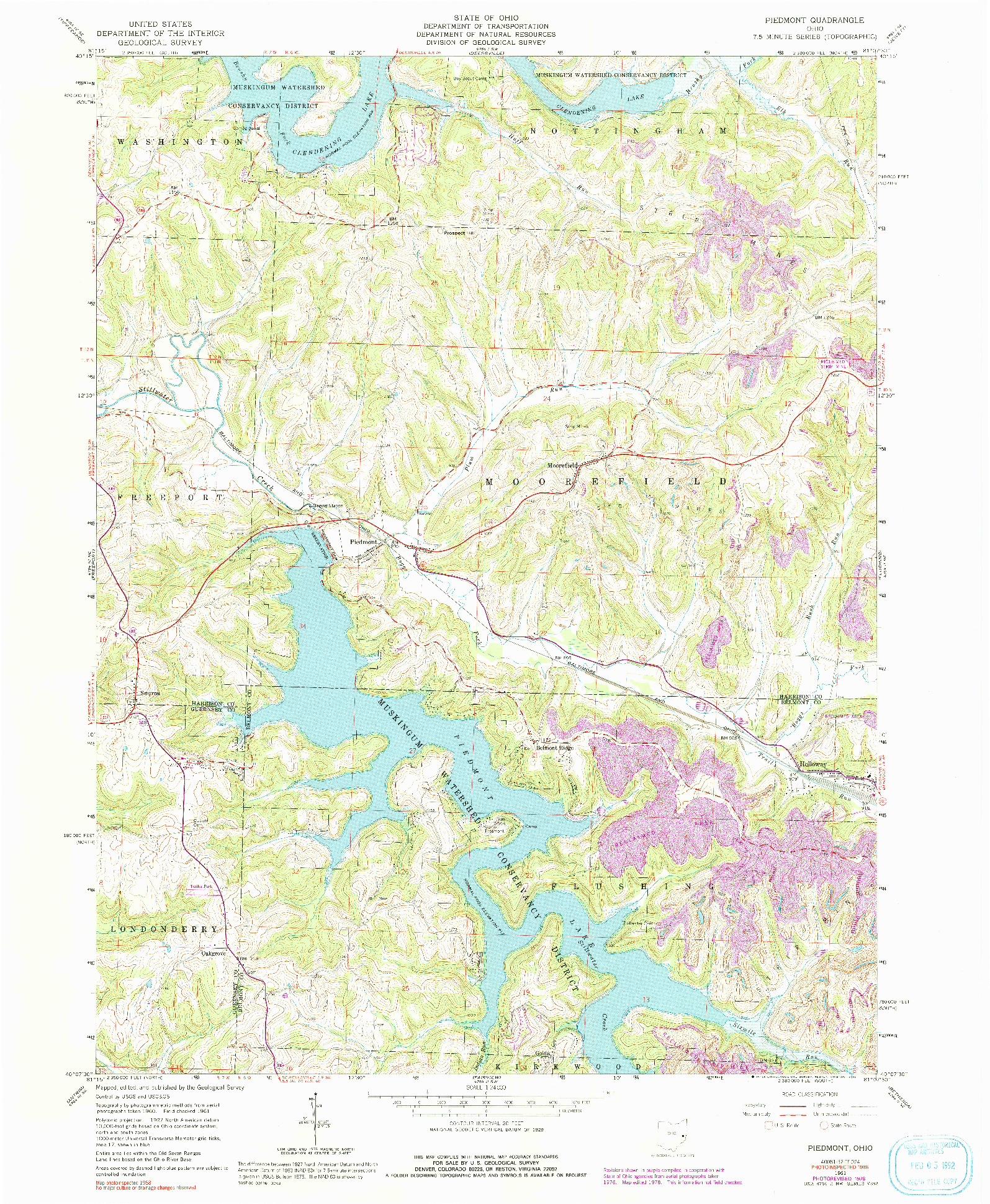 USGS 1:24000-SCALE QUADRANGLE FOR PIEDMONT, OH 1961