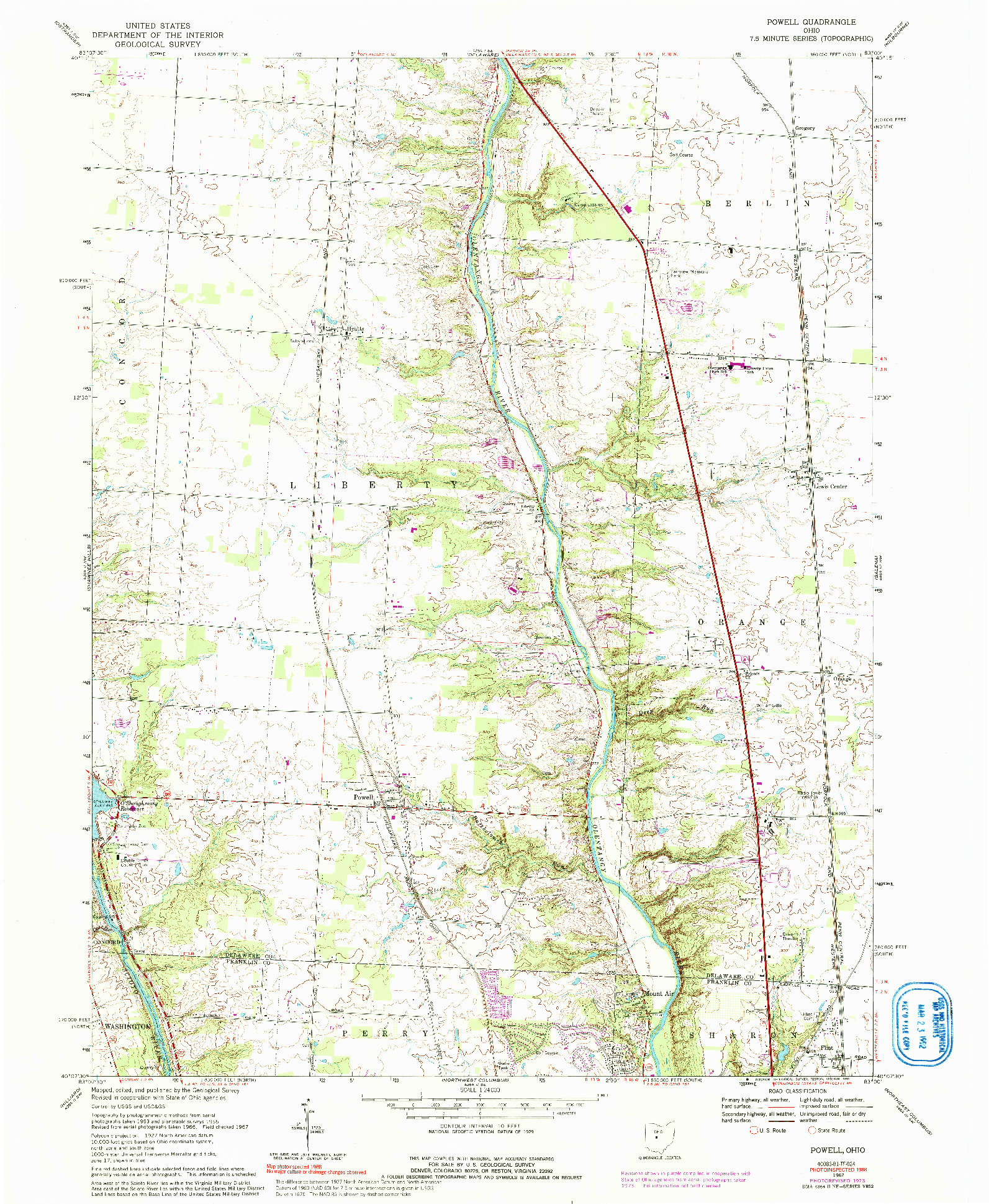 USGS 1:24000-SCALE QUADRANGLE FOR POWELL, OH 1967