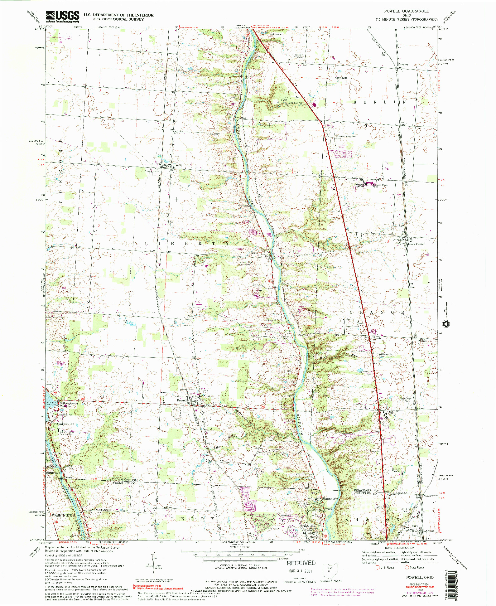 USGS 1:24000-SCALE QUADRANGLE FOR POWELL, OH 1967