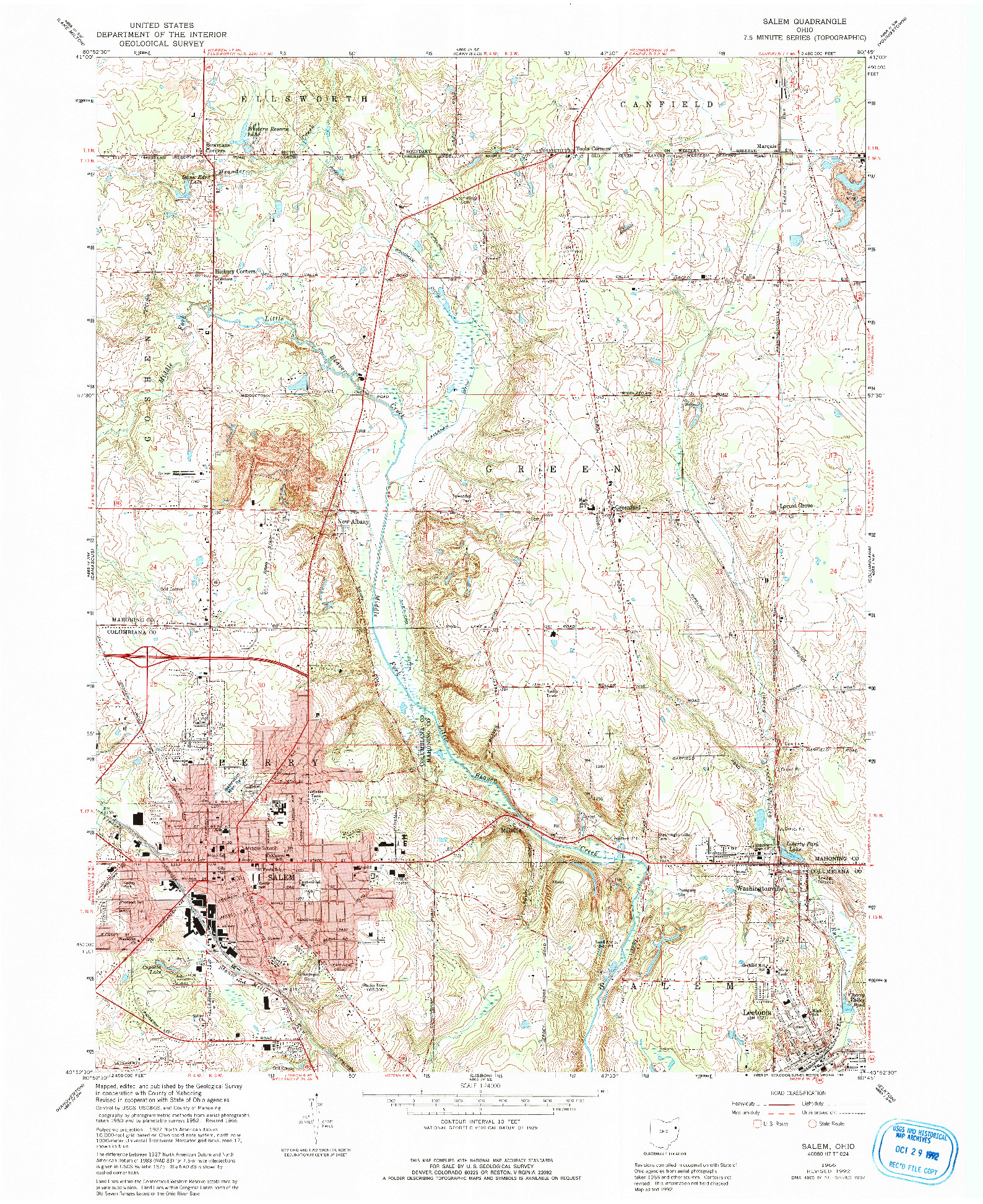 USGS 1:24000-SCALE QUADRANGLE FOR SALEM, OH 1966