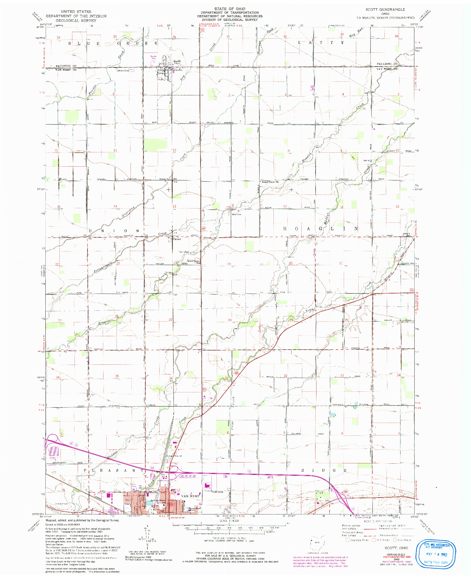 USGS 1:24000-SCALE QUADRANGLE FOR SCOTT, OH 1960