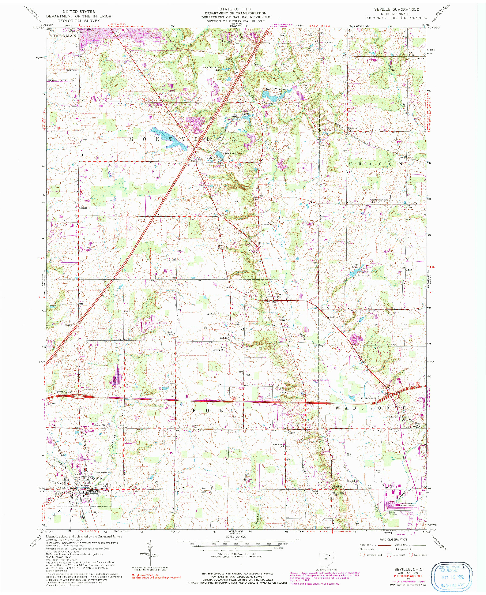 USGS 1:24000-SCALE QUADRANGLE FOR SEVILLE, OH 1961
