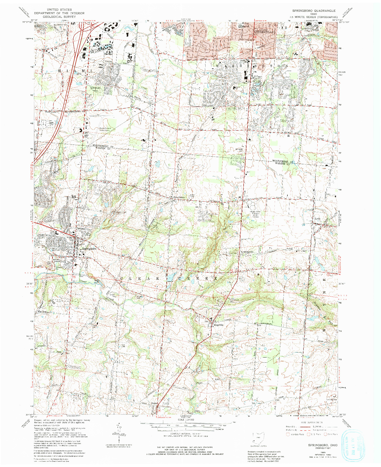 USGS 1:24000-SCALE QUADRANGLE FOR SPRINGBORO, OH 1965